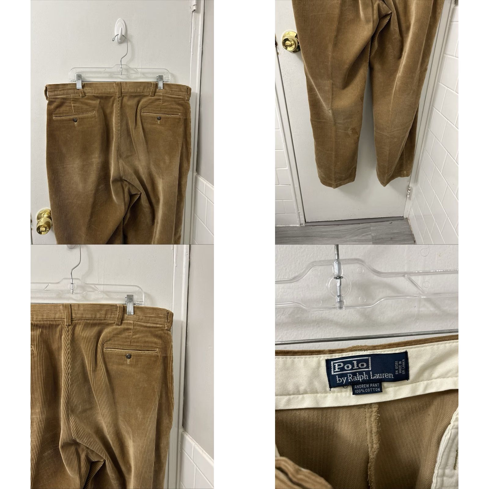 Polo Ralph Lauren VINTAGE Polo Ralph Lauren Andrew Pant Pants 40x32 Tan Corduroy Pleated Wide-Leg Mens 90s Preppy Casual Business Size US L / EU 52-54 / 3 - 8 Thumbnail