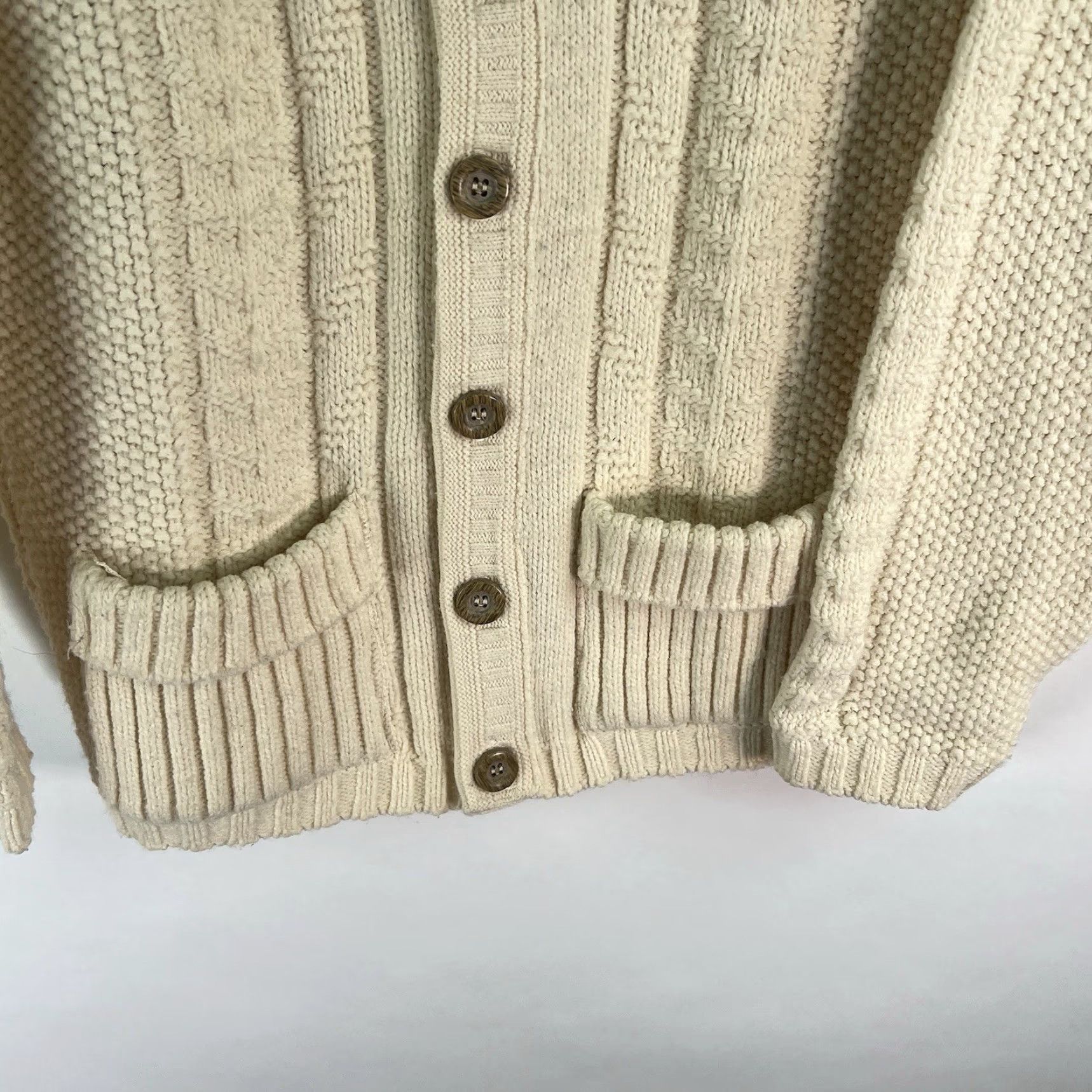 Vintage VINTAGE Five Seasons Cardigan Mens XL Ivory Cable Knit Sweater Size US XL / EU 56 / 4 - 4 Thumbnail