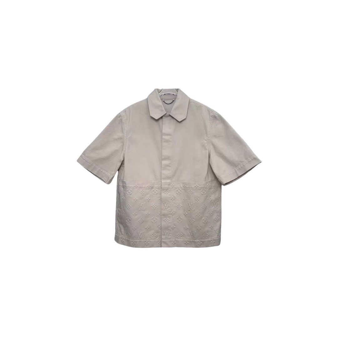 Image of Louis Vuitton Monogram Workwear Short-Sleeved Shirt in White, Men's (Size Small)