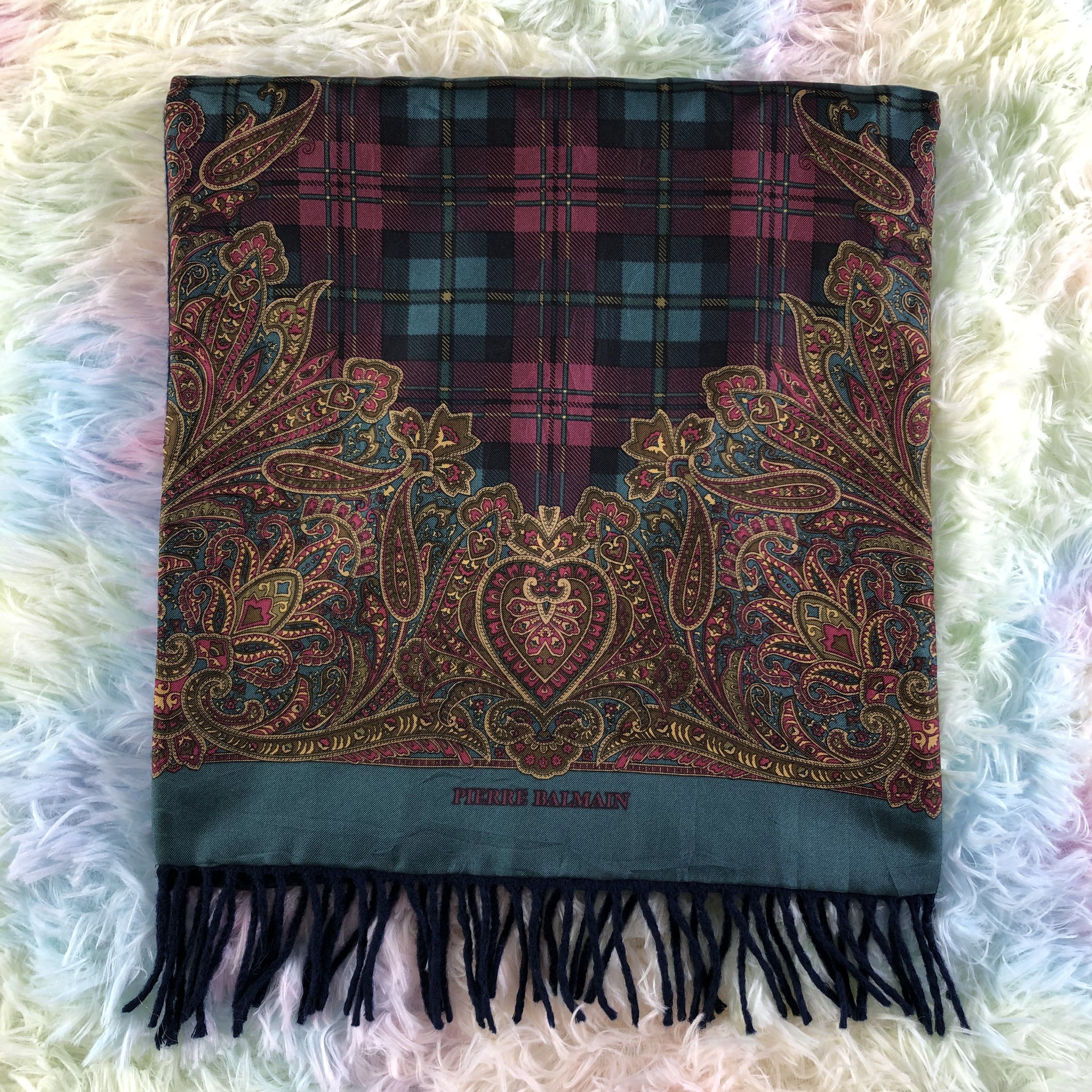 Vintage Pierre Balmain Wool Silk Scarf / Muffler / Neckwear - KM13 Size ONE SIZE - 2 Thumbnail