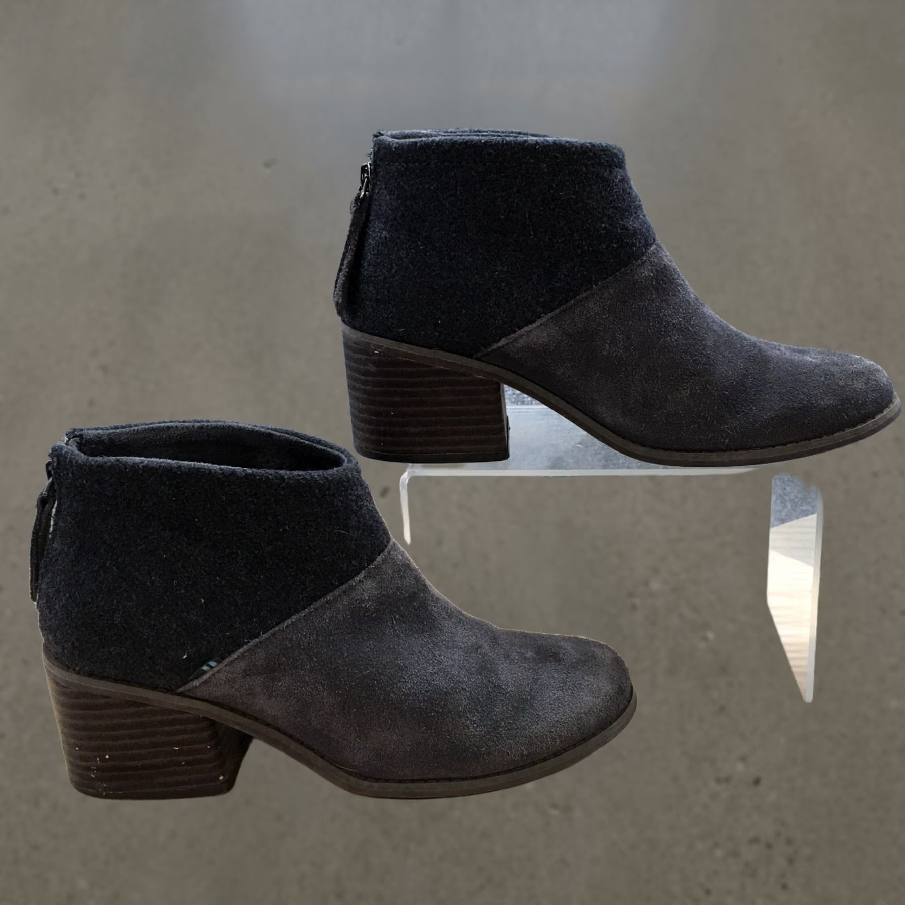 Toms Toms Boots Womens 7.5 Lacy Ankle Bootie Gray Casual Comfort Block Heels 10013058 Size US 8 / IT 38 - 1 Thumbnail