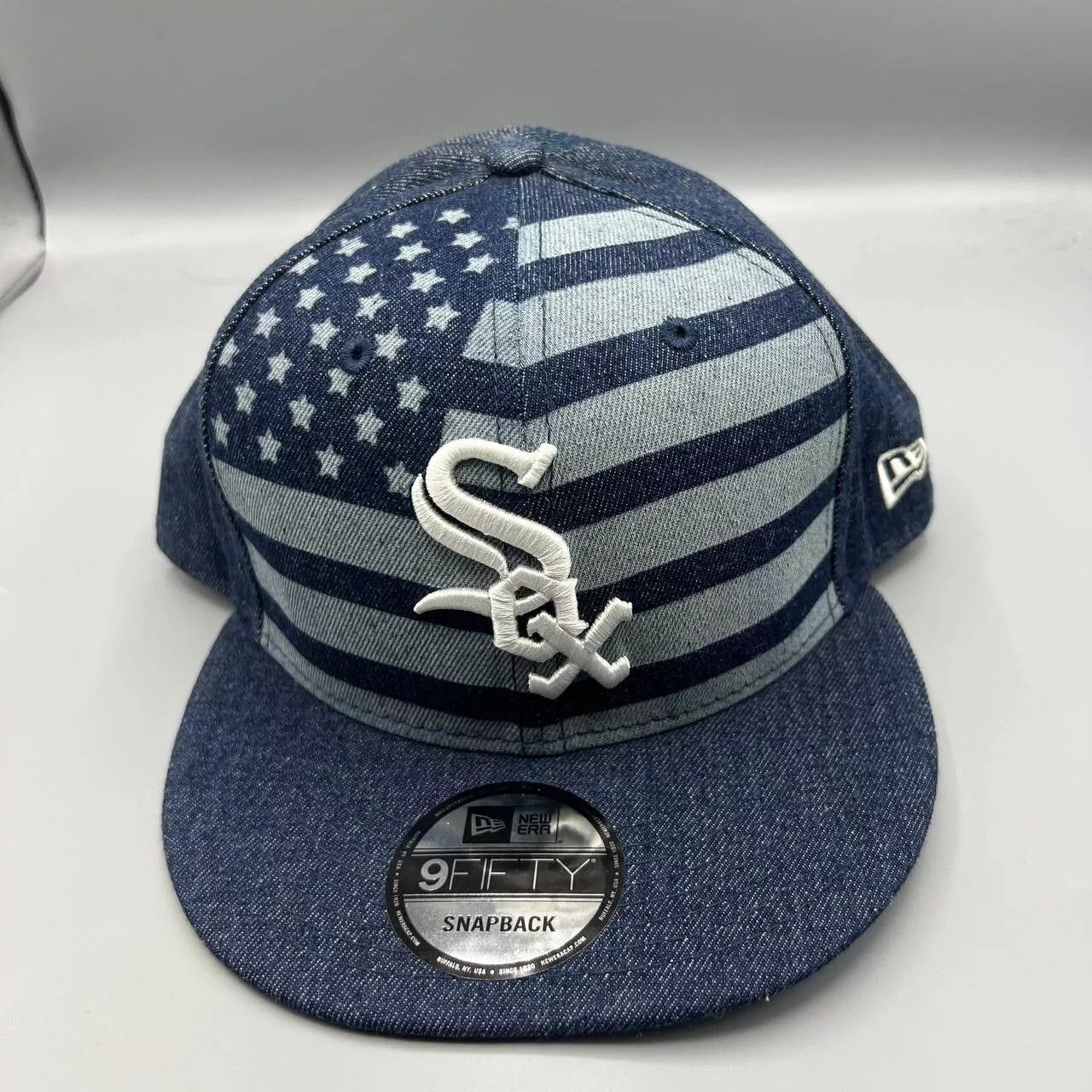 New Era Chicago White Sox Hat Men Blue Denim Flag Snap Back Cap New Size ONE SIZE - 1 Thumbnail