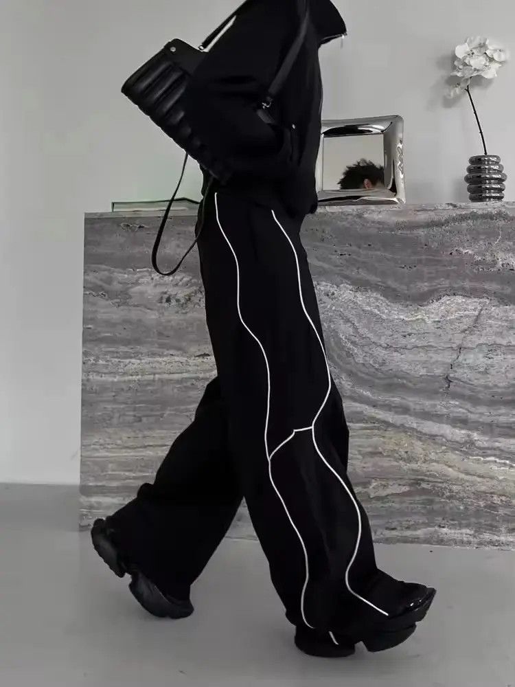 Japanese Brand Y2K 2000s retro side swirl line baggy loose pants Size US 32 / EU 48 - 3 Thumbnail