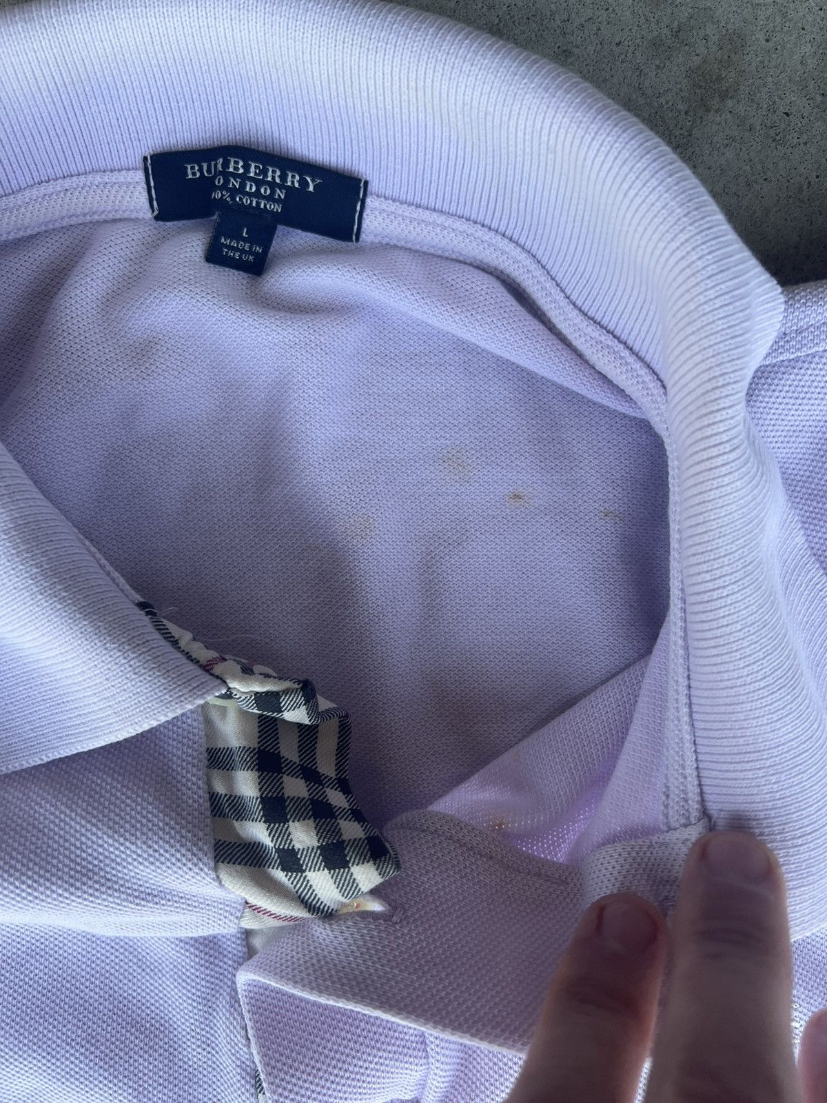 Burberry × Vintage Vintage Burberry Lavender Polo Size US L / EU 52-54 / 3 - 6 Thumbnail