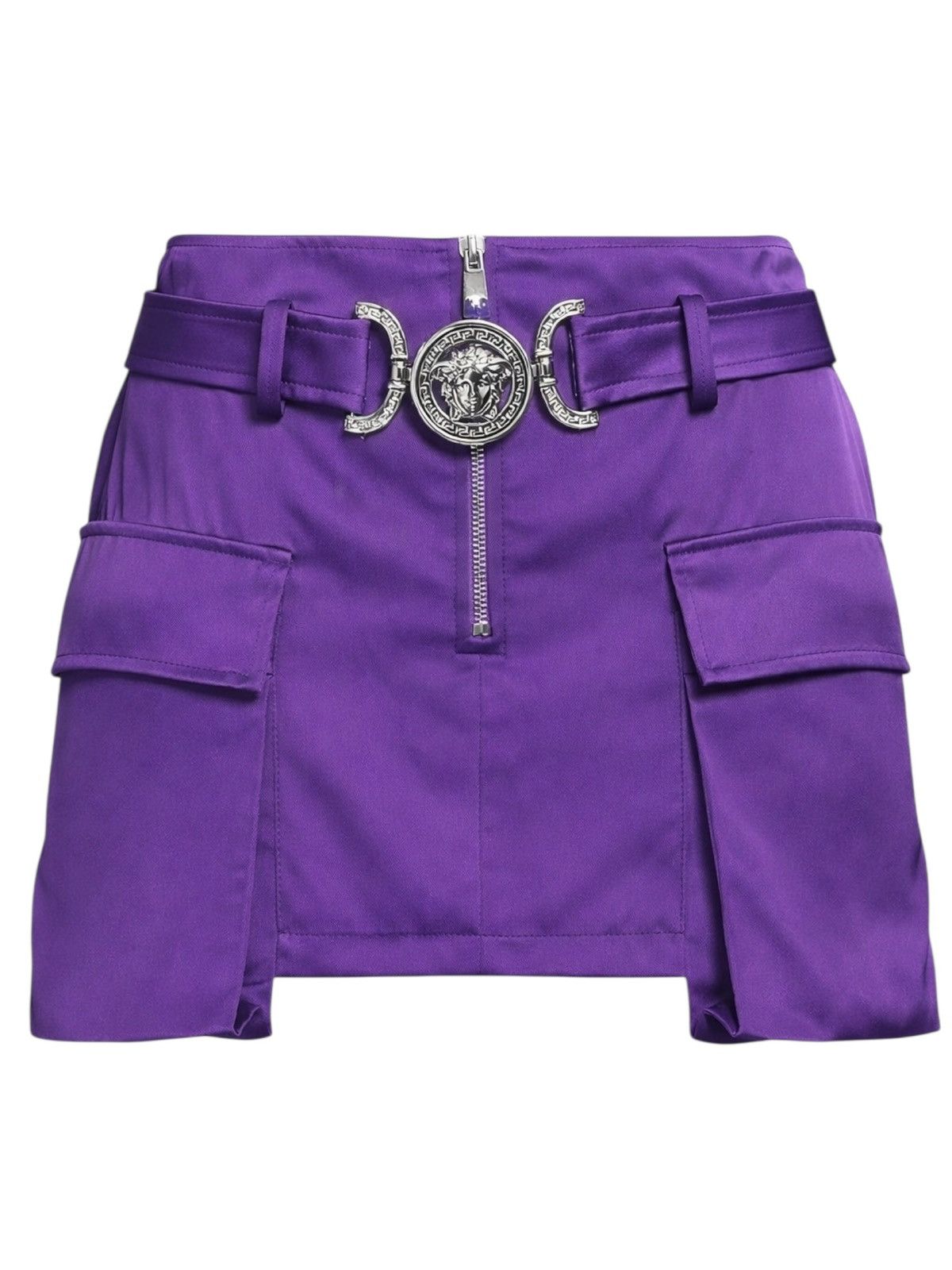 Versace Versace Purple Viscose Skirt Medusa Zip Made in Italy Size 34" / US 12 / IT 48 - 1 Thumbnail
