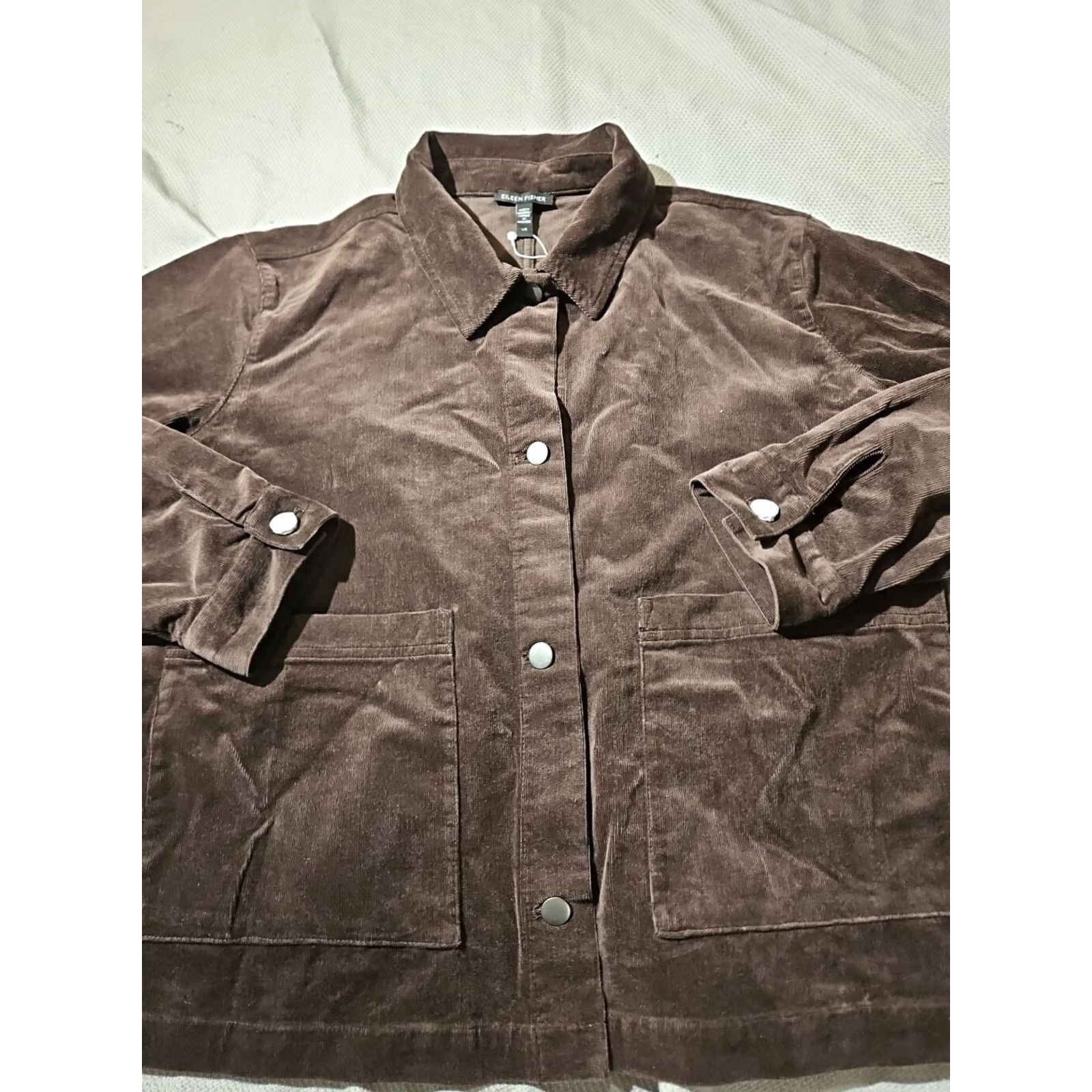 Eileen Fisher Eileen Fisher Jacket Womens Large Corduroy Cropped Relaxed Chore Coat Casual Size L / US 10 / IT 46 - 4 Thumbnail