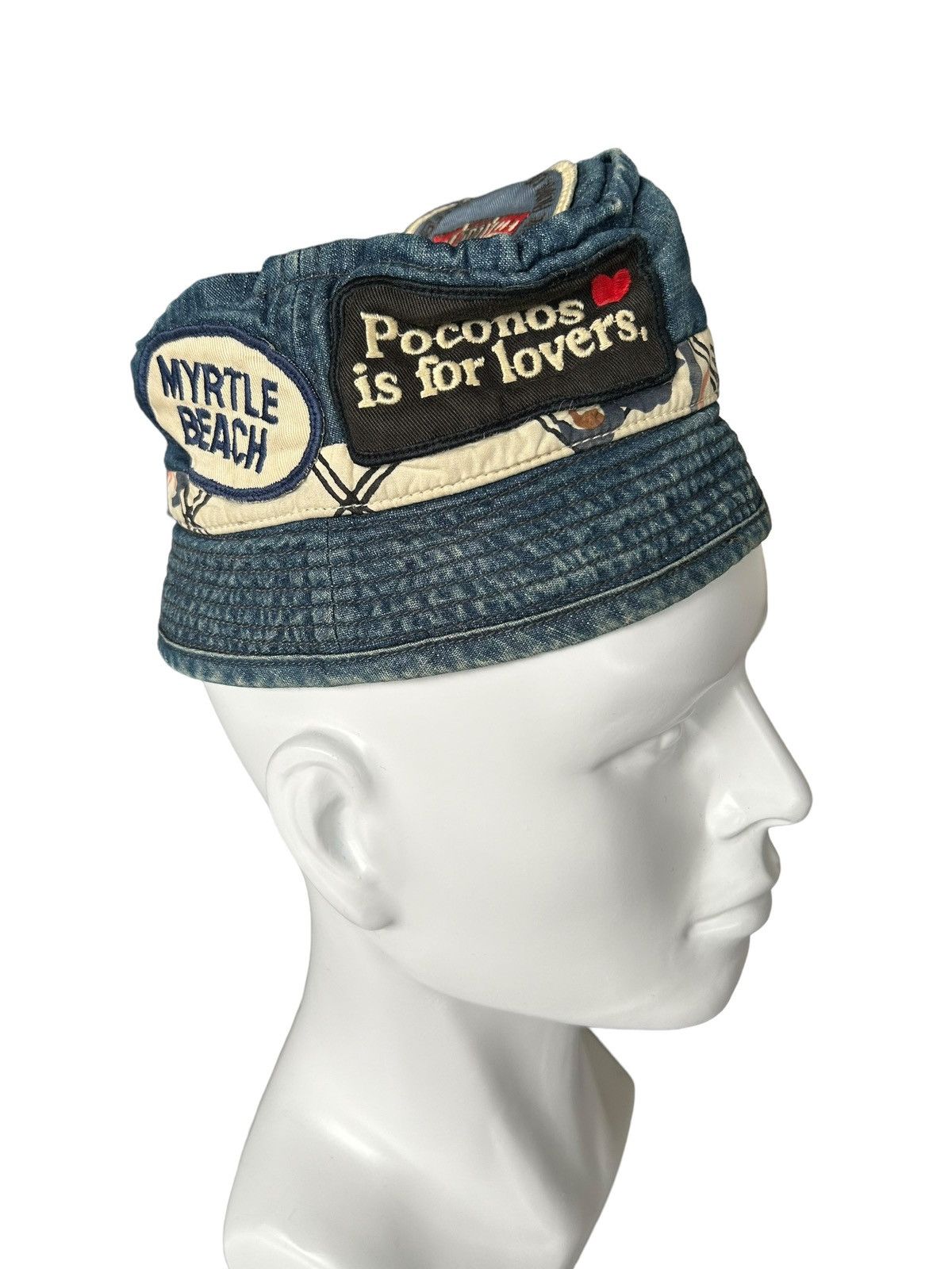 Japanese Brand × Kapital × Vintage DENIM DUNGAREE LOW BUCKET HATS VINTAGE RARE DESIGN ☠️🎌 Size ONE SIZE - 5 Thumbnail