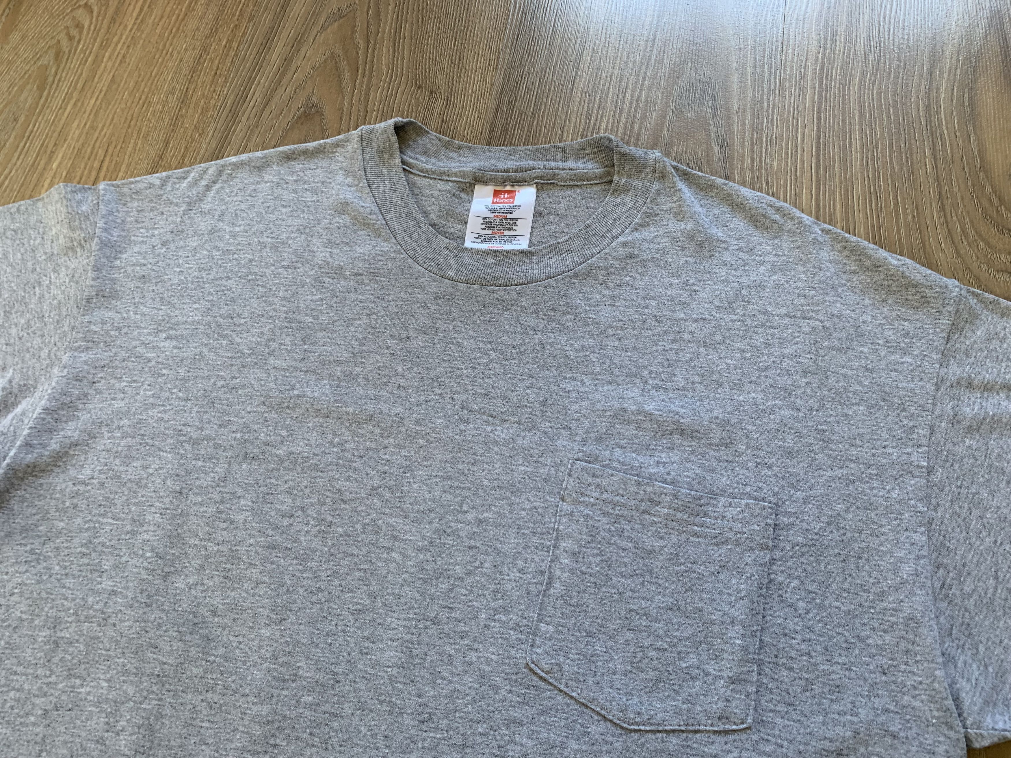 Hanes × Vintage Vintage Hanes Grey Basic Pocket T Shirt Size US M / EU 48-50 / 2 - 4 Thumbnail
