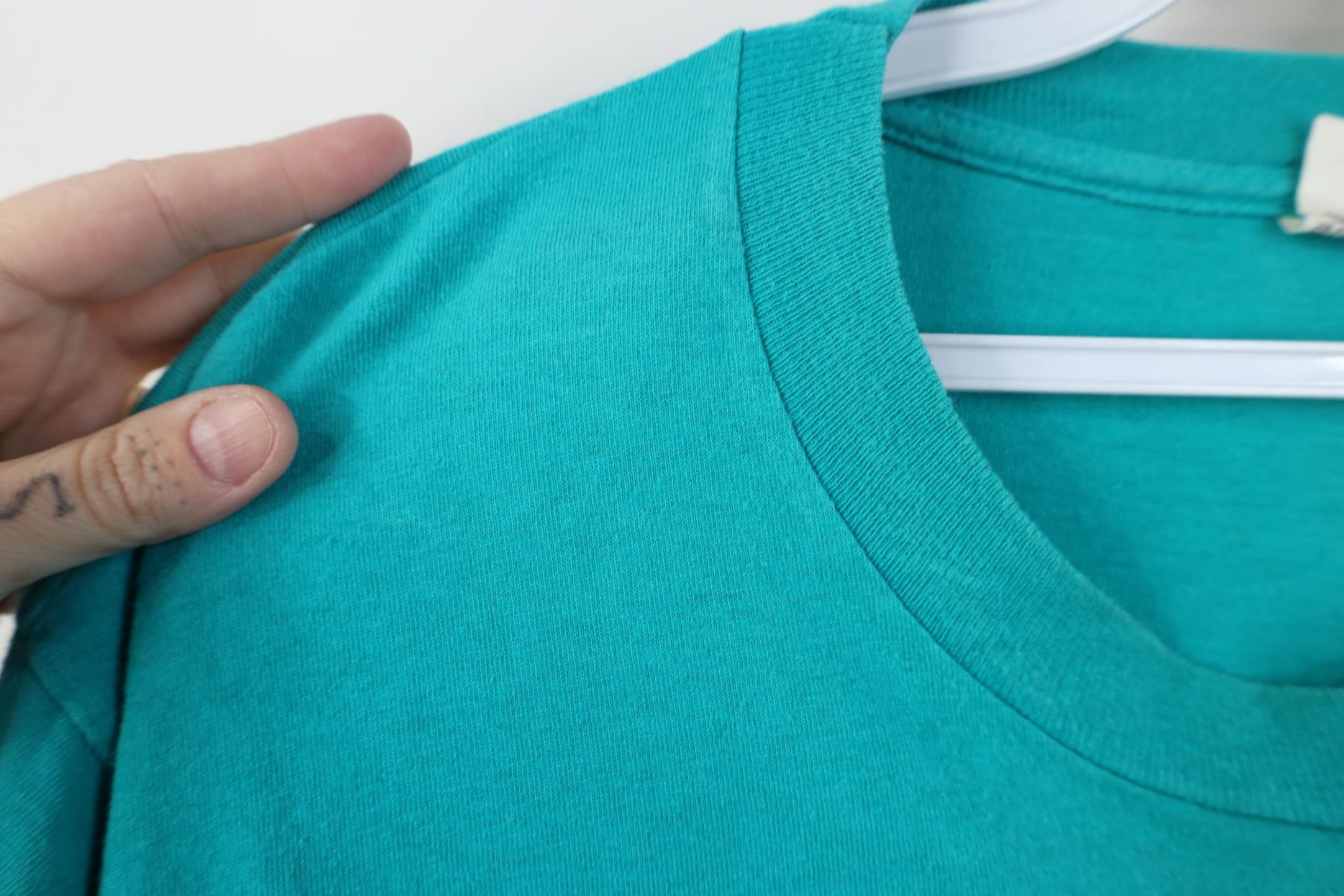 Vintage Vintage 90s Streetwear Blank Cotton Pocket T-Shirt Teal USA Size US XL / EU 56 / 4 - 5 Thumbnail