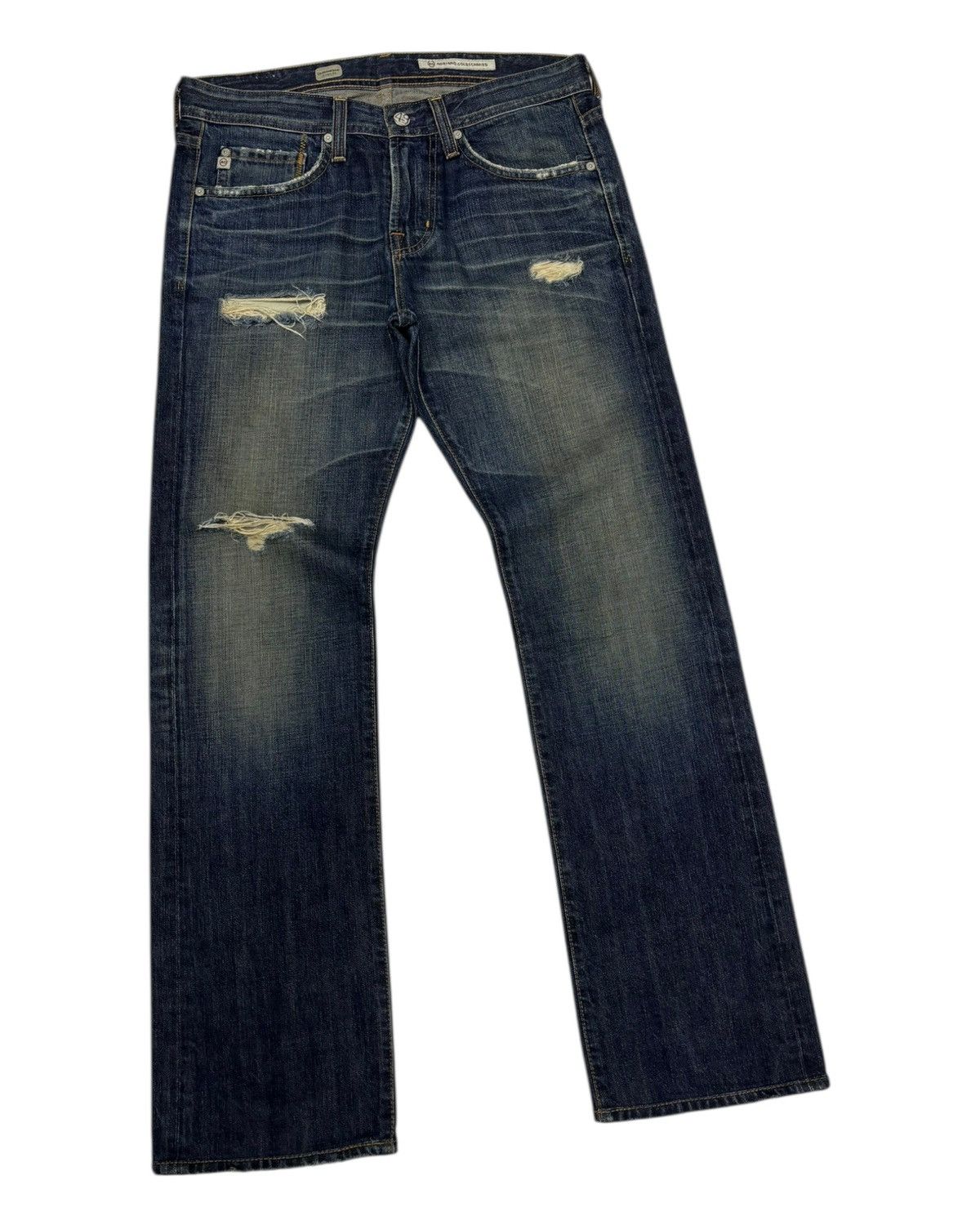 If Six Was Nine × Isamu Katayama Backlash OG🔥ADRIANO GOLDSCHMIED STRAIGHT LEG DISTRESSED DENIM JEANS Size US 32 / EU 48 - 3 Thumbnail