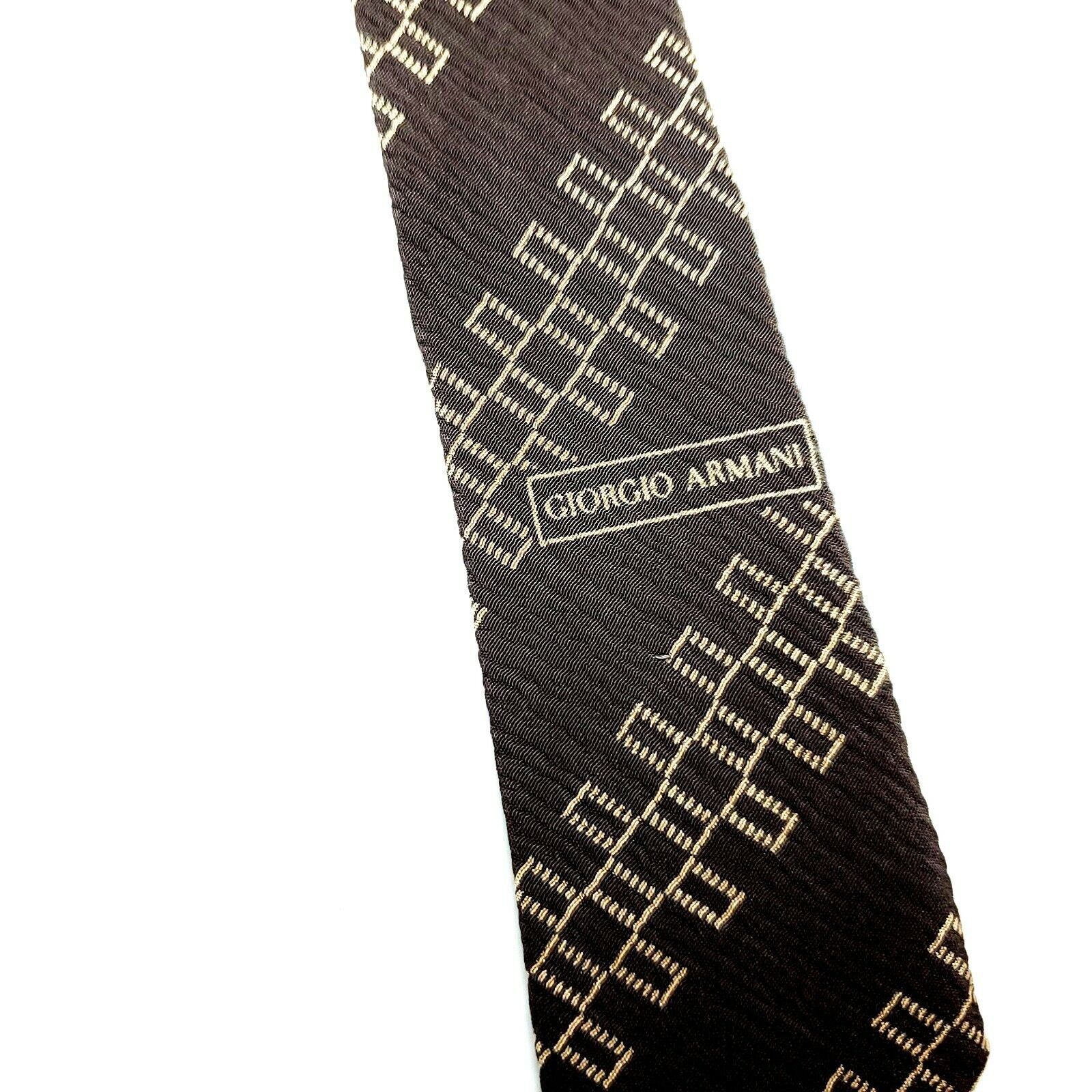 Giorgio Armani Giorgio Armani Cravatte Silk Tie Print Brown Short Size ONE SIZE - 5 Thumbnail