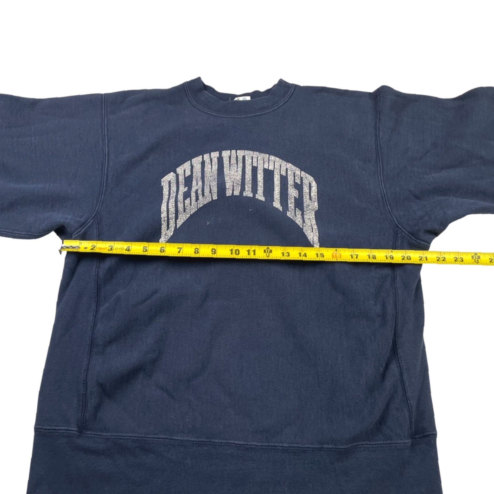 VINTAGE Dean Witter x Champion Sweatshirt Navy Large Men’s Reverse Weave Crew Neck Cotton/Polyster USA Navy Blue Logo Winter Fall 90s?