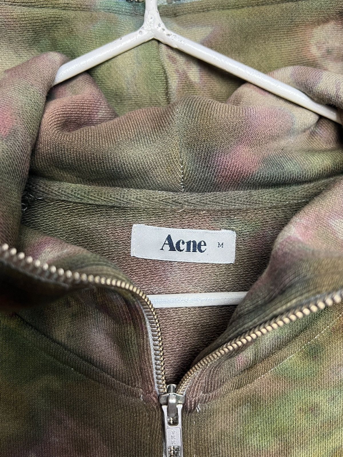 acne y2k full zip gimp camo tie dye solid hoodie