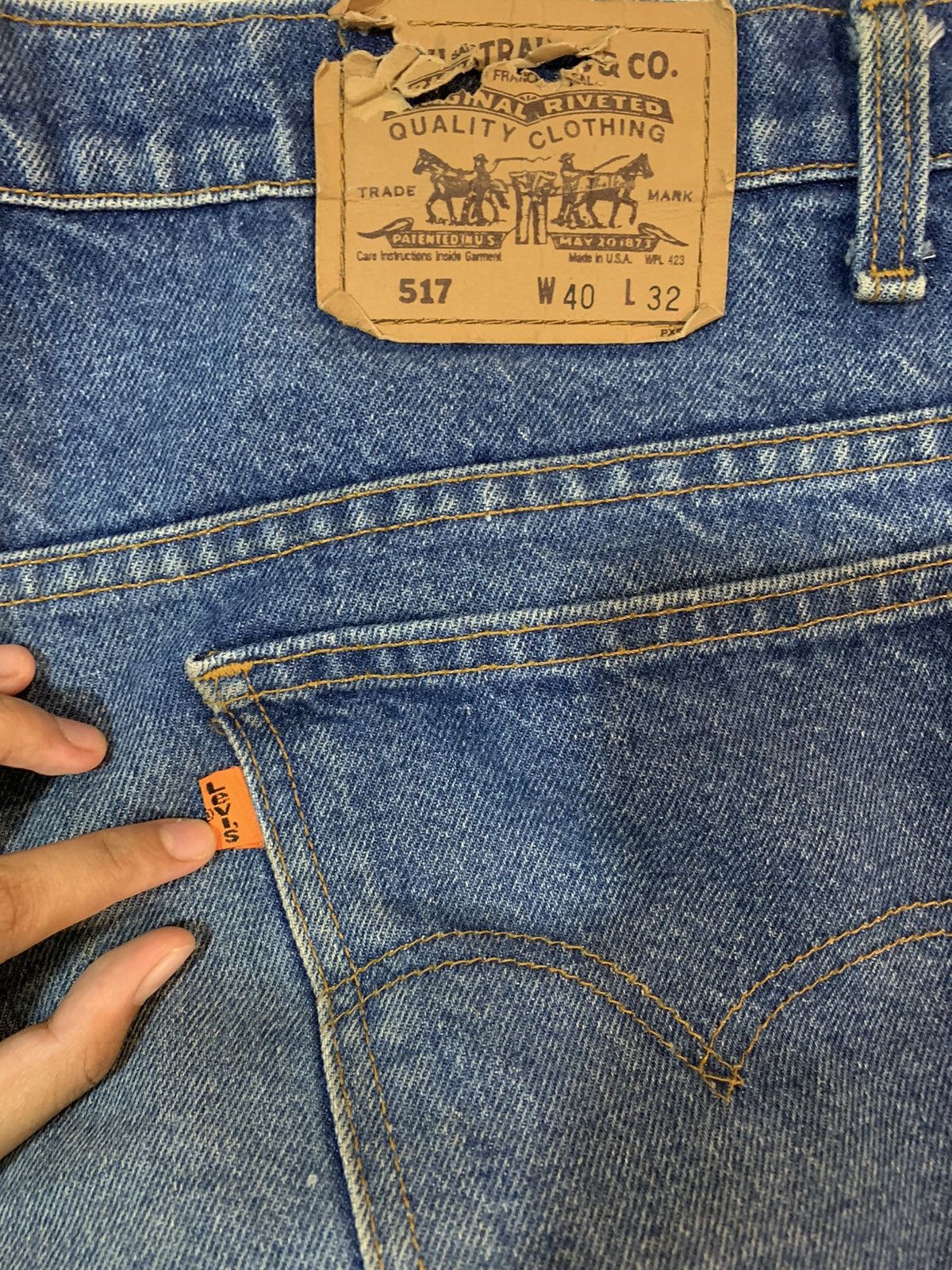 Levi's × Vintage Vintage 90s Levi's 517 Orange Tab Bootcut Size US 40 / EU 56 - 9 Thumbnail