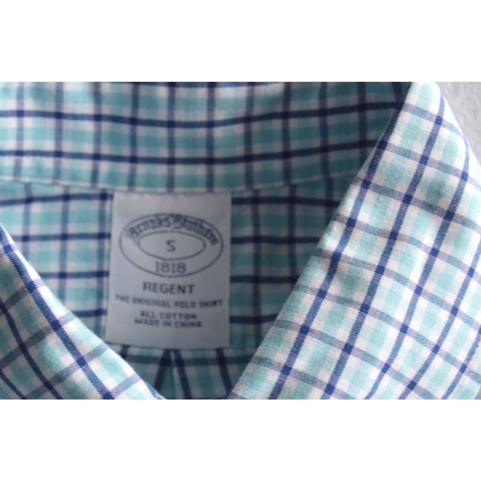 Brooks Brothers Brooks Brothers Men's Small Plaid Button Up Regent Shirt Blue Non Iron Stretch Size US S / EU 44-46 / 1 - 4 Thumbnail