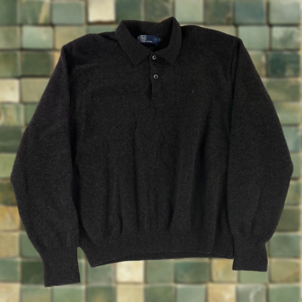 Polo Ralph Lauren Polo Ralph Lauren Sweater Polo 100% Lambs Wool Dark Gray Mens XXL Pullover Color Gray 2XL Hole at bottom Size US XXL / EU 58 / 5 - 1 Thumbnail