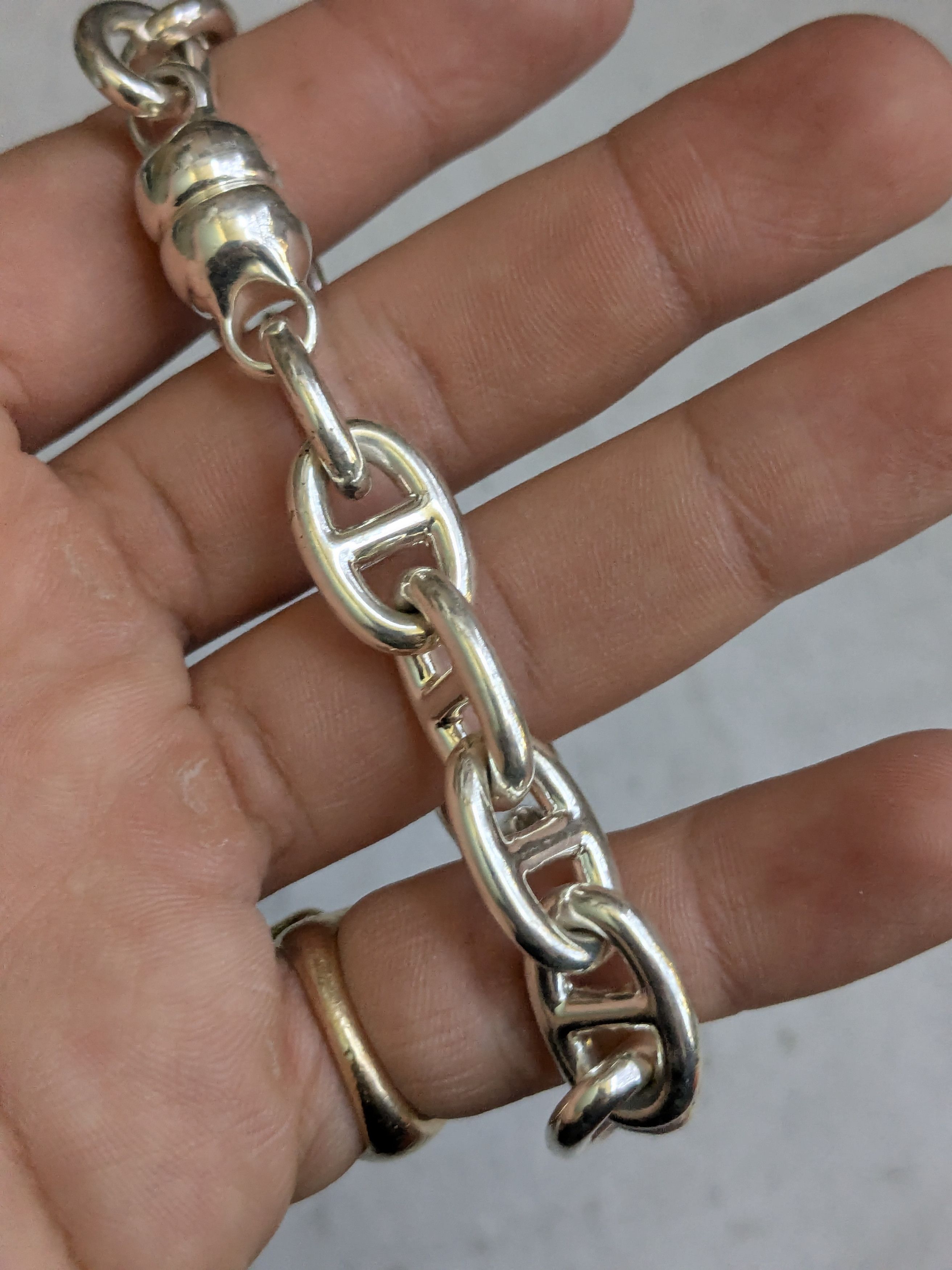 Jewelry Milor Sterling Silver Bracelet Anchor Mariner 7.5" Size ONE SIZE - 11 Thumbnail