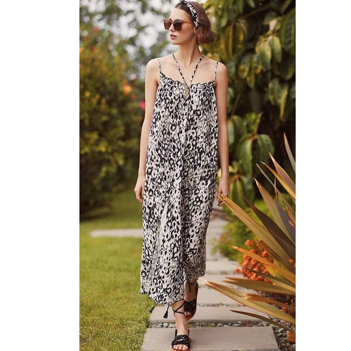Anthropologie New Anthropologie Strappy Midi Dress $138 XXS B&W Cover-Up Size XXS / US 00 / IT 34 - 2 Thumbnail