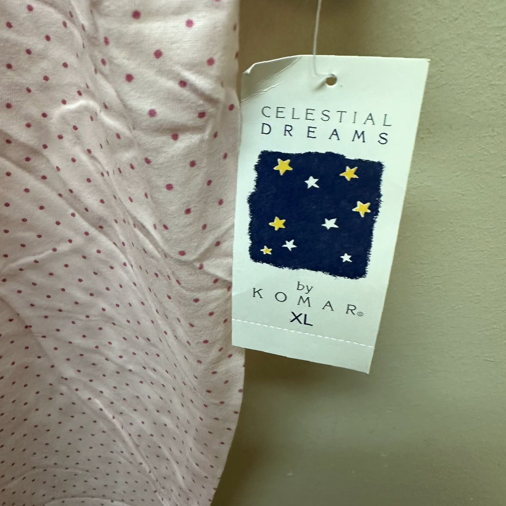 Pinko VINTAGE Celestial Dreams Gown Nightgown Long Cotton Flannel Pink Polka Dot XL NEW NOS 1990s Womens Nightgown Size ONE SIZE - 7 Thumbnail