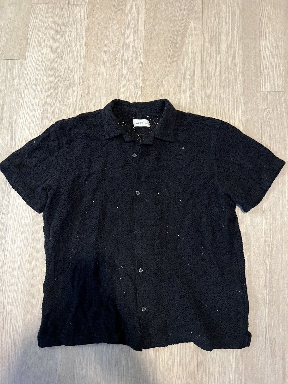 Saturdays NYC Saturdays NYC - Canty Black Mesh Button Up Size US XL / EU 56 / 4 - 1 Thumbnail