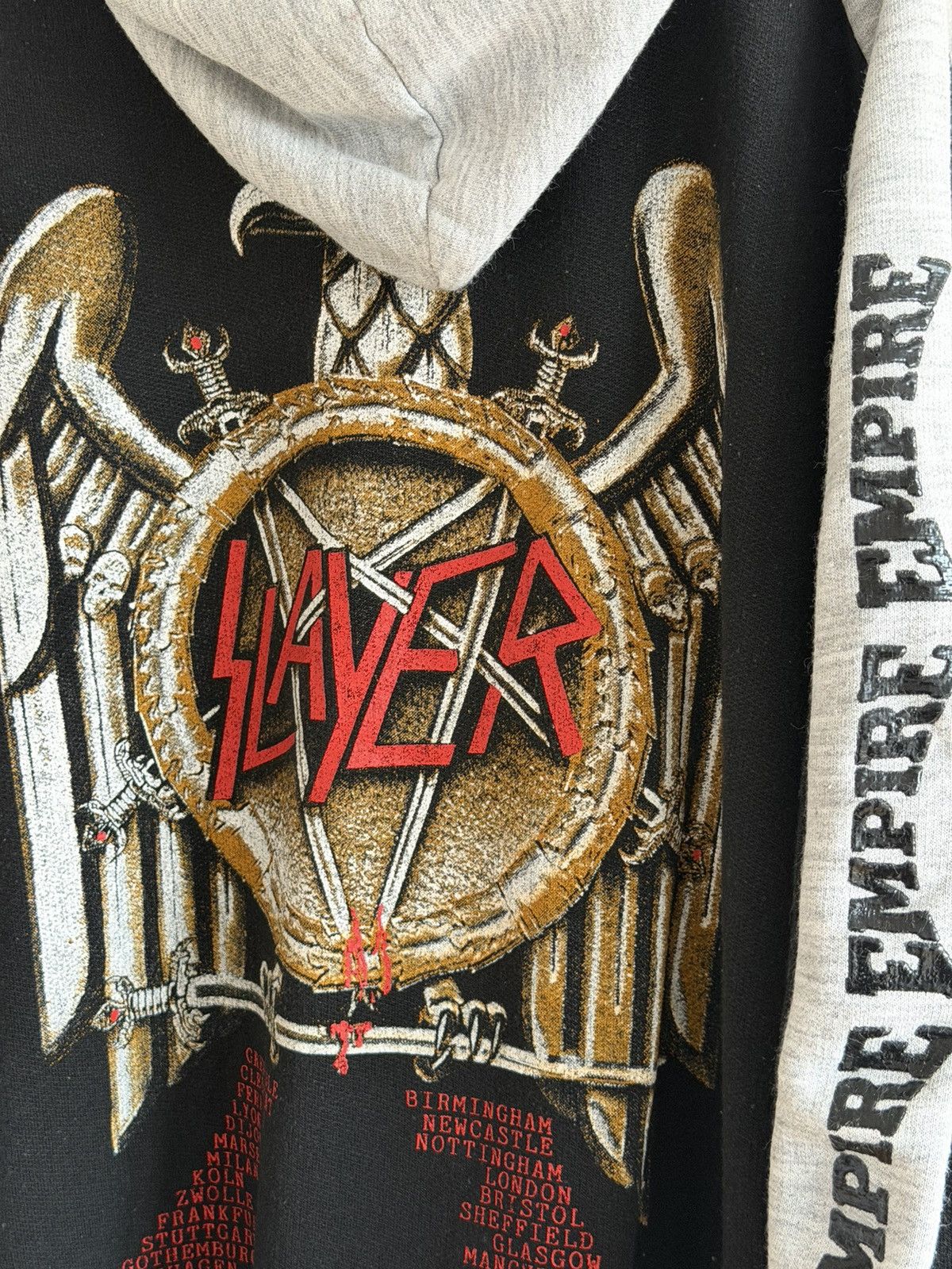 Slayer *RARE* 90s SLAYER METAL EMPIRE HOODIE EUROPE CROSS DEATH Size US L / EU 52-54 / 3 - 9 Thumbnail
