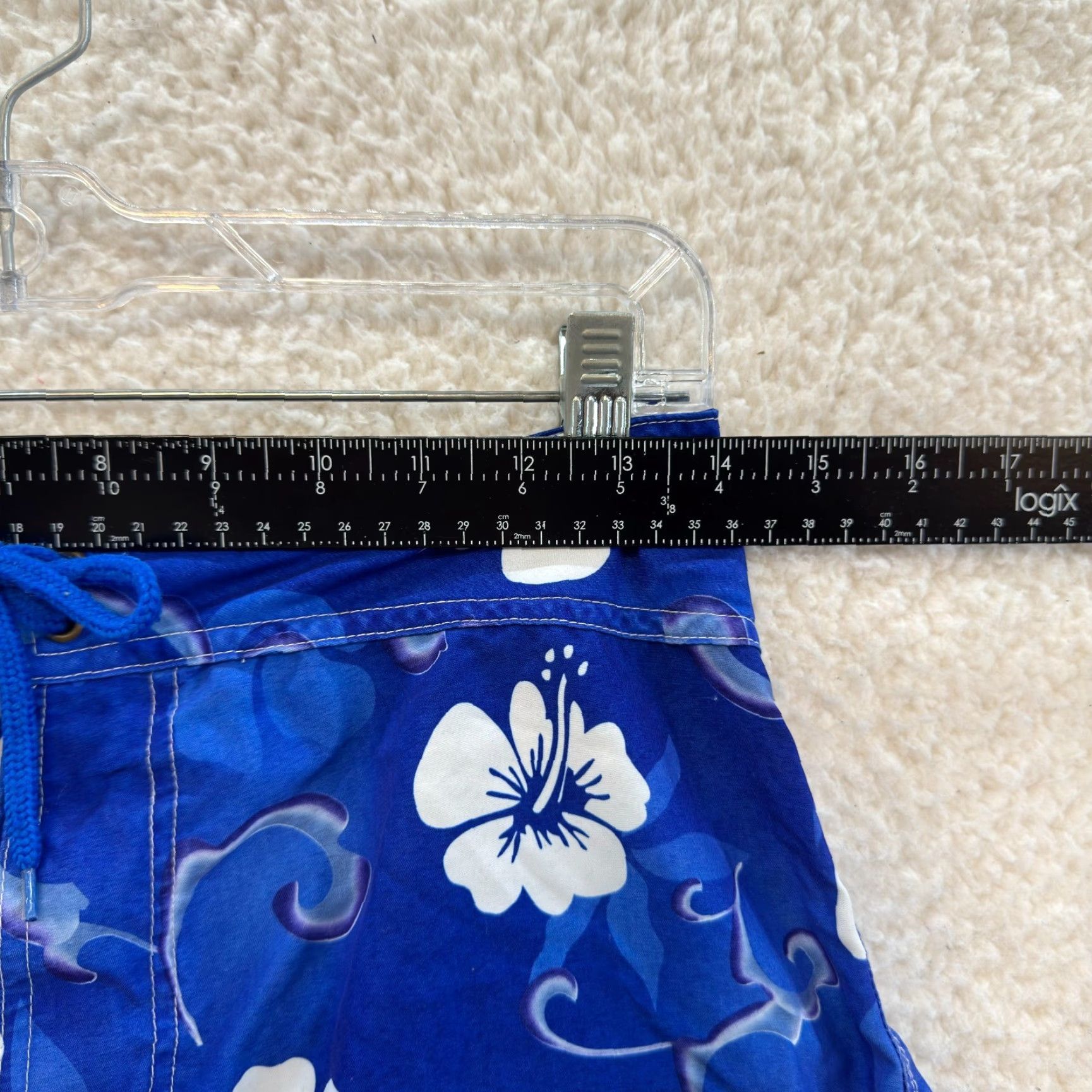 Swims VINTAGE 90s Y2K Palmwave Swim Shorts Blue Hibiscus Floral Tropical Hawaiian M Womens Size 32" / US 10 / IT 46 - 6 Thumbnail