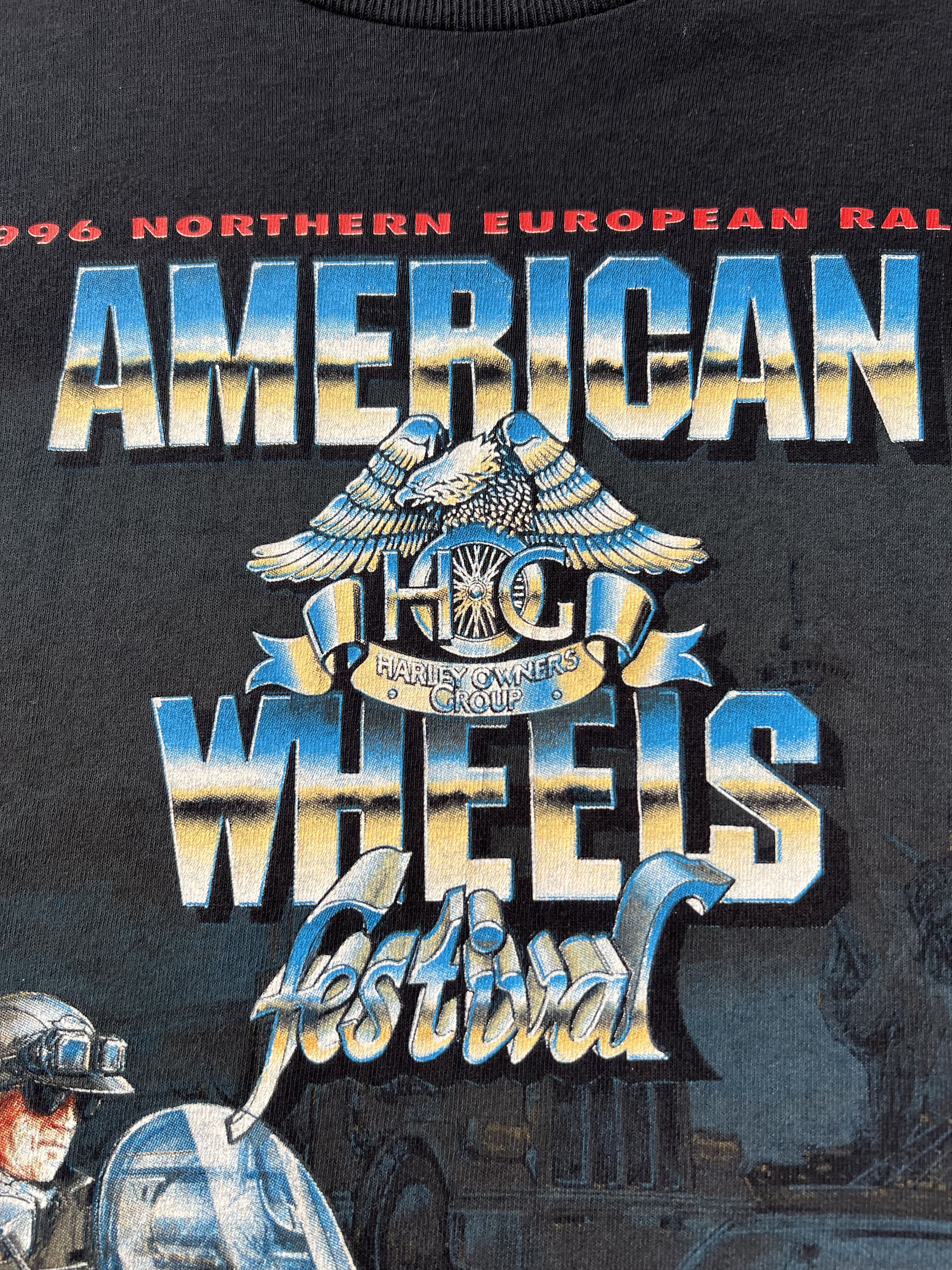 Harley Davidson Vintage 1996 Harley Davidson American Wheels Eagle T-shirt Size US XL / EU 56 / 4 - 7 Thumbnail