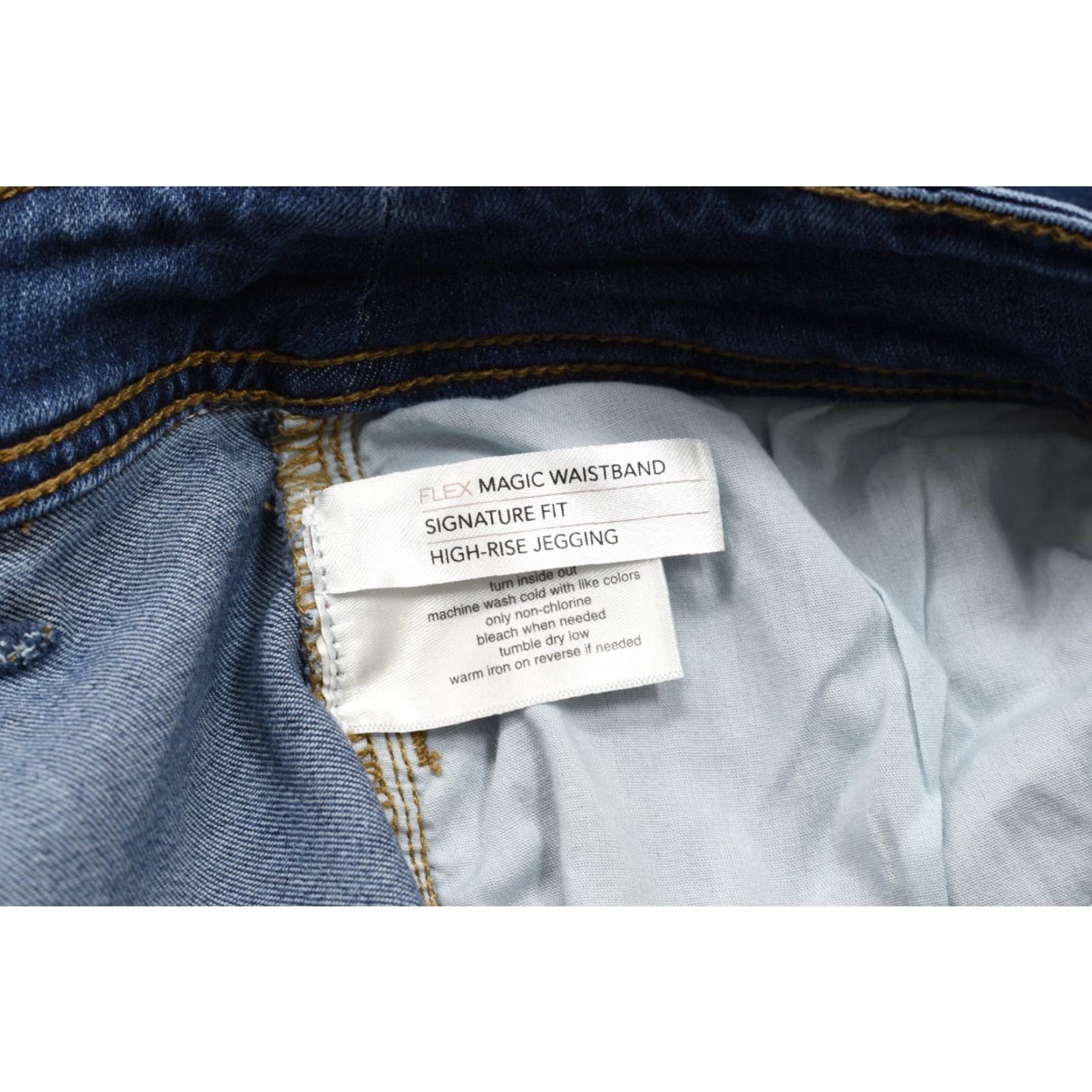 Vintage Lane Bryant Signature Fit Flex Magic Waistband High-Rise Jegging Size 20 Blue Denim Cotton Blend Stretch 5-Pocket Woman Plus Jeans Size 42" / US 20 - 7 Thumbnail