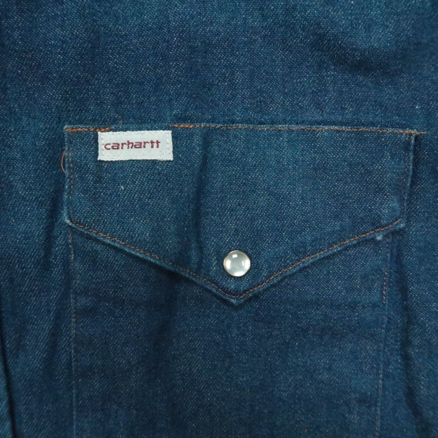 Carhartt VINTAGE Carhartt Shirt Mens M Blue Denim Pearl Snap Western Long Sleeve Cowboy VTG Size US M / EU 48-50 / 2 - 4 Thumbnail