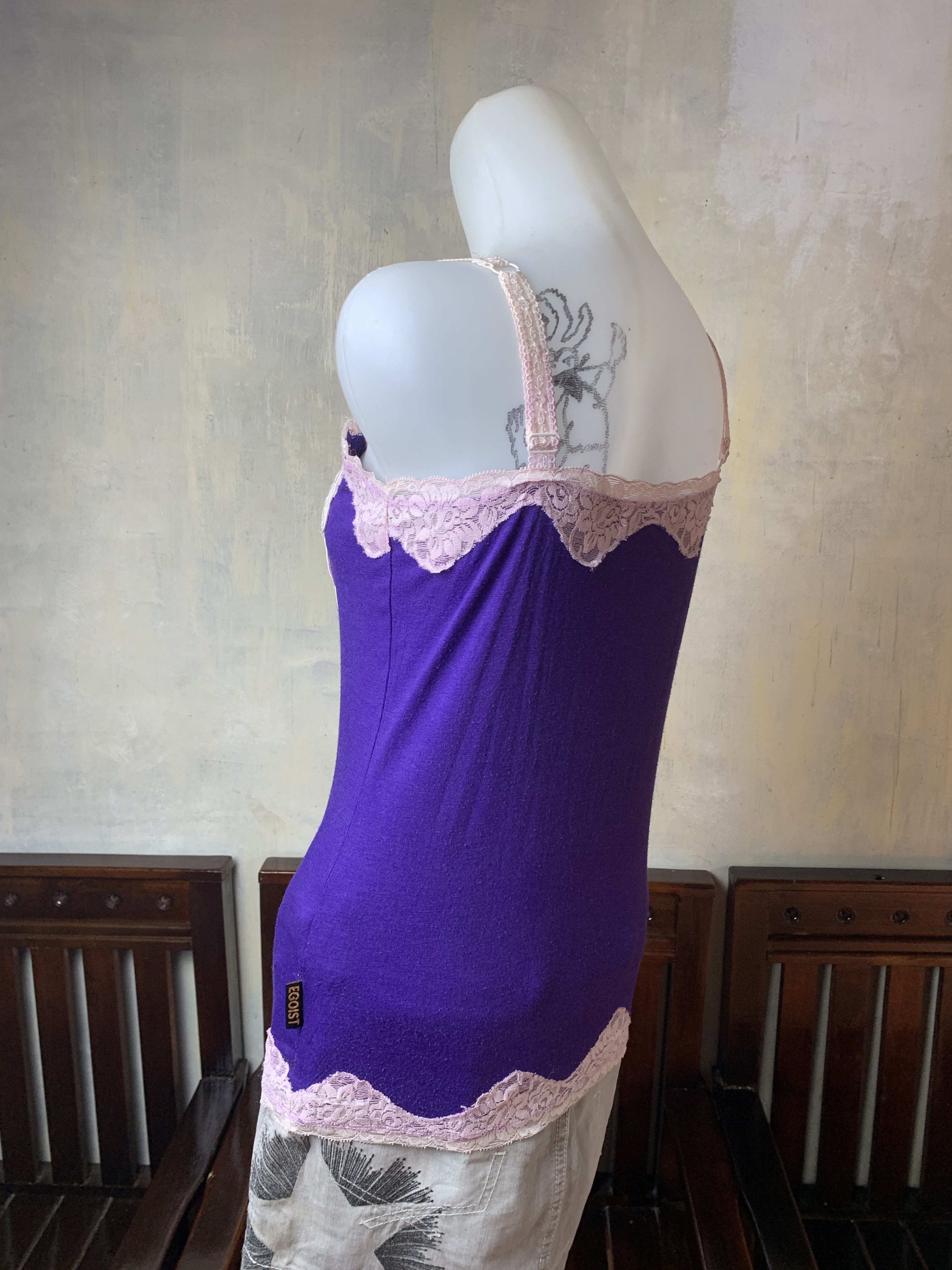 Japanese Brand Egoist Purple Trim Tank Top (S) Size S / US 4 / IT 40 - 3 Thumbnail