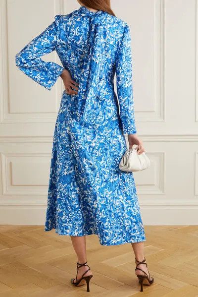Valentino o1y0326 Midi Dress in Blue/White Size XS / US 0-2 / IT 36-38 - 3 Thumbnail