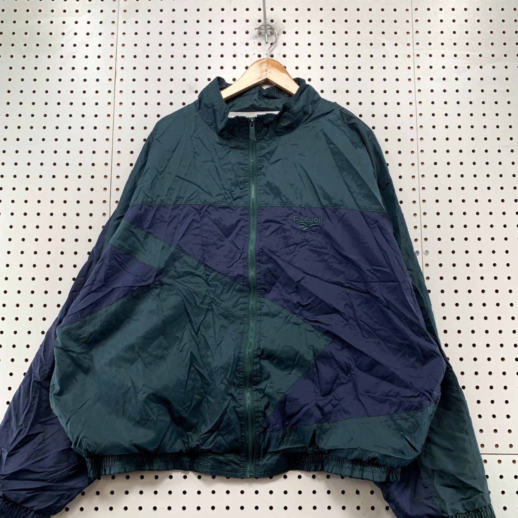 Reebok VINTAGE Reebok Windbreaker Jacket Mens XL Green Blue Nylon Lined Oversized Size US XL / EU 56 / 4 - 3 Thumbnail