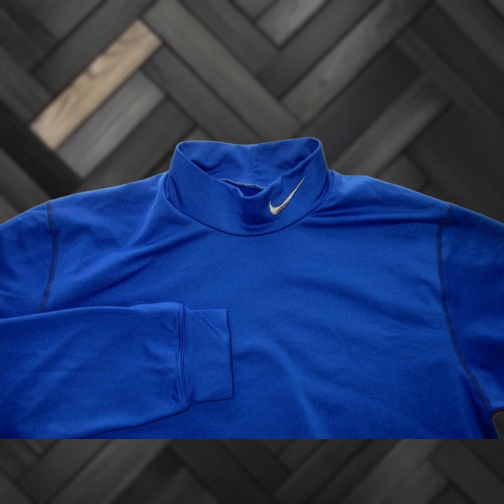 Nike Nike Men's Mock Neck Sweater Size L Pullover Sweatshirt Blue Solid Slim Pro Regular Knit Pullover Mens Size US L / EU 52-54 / 3 - 1 Thumbnail