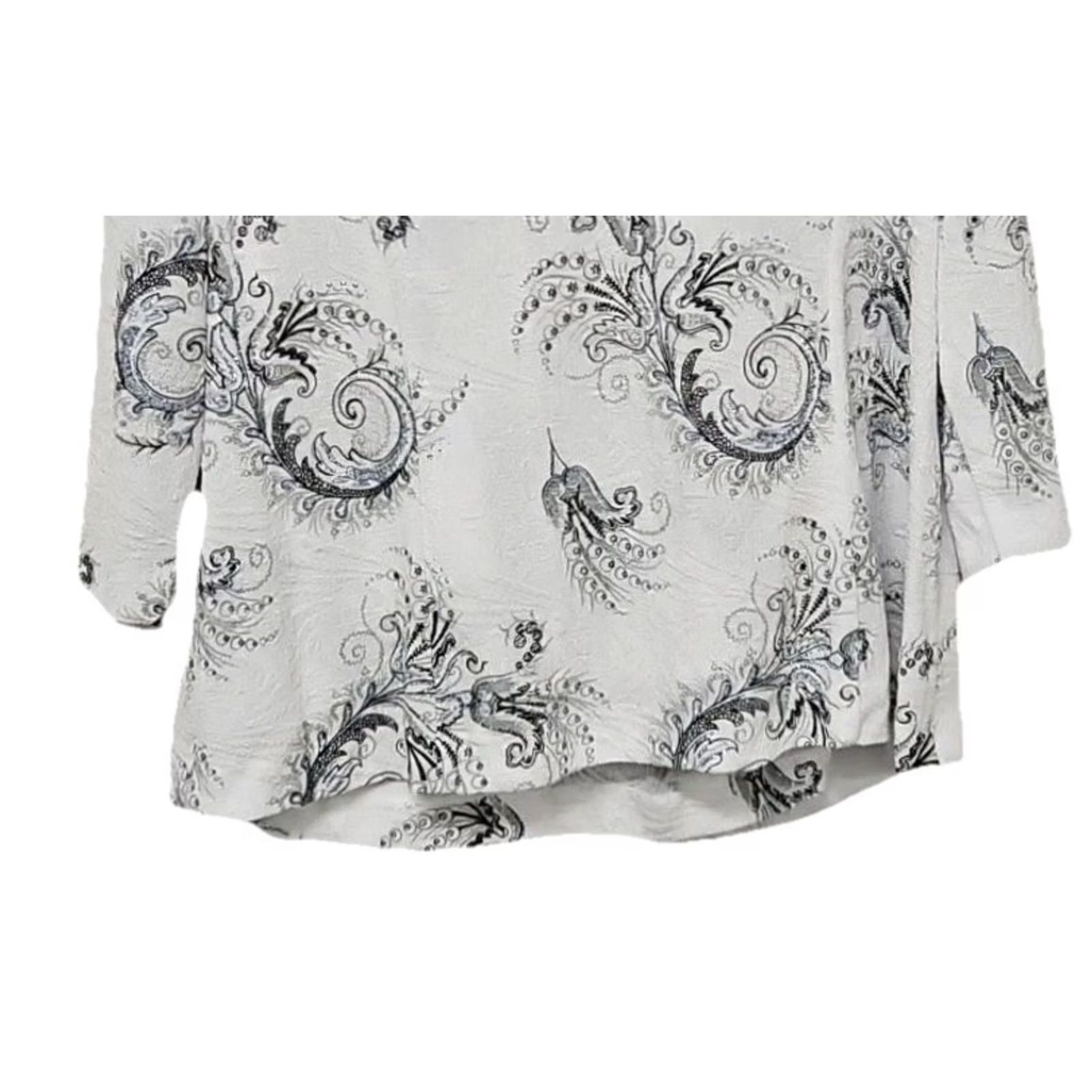 Alex Evenings Alex Evenings 2Pc Beaded Jacket Top Set Blazer Open Front Hip Length Black White Paisley L Womens Formal Set Size L / US 10 / IT 46 - 7 Thumbnail