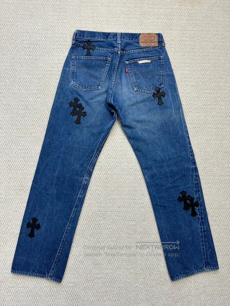 Chrome Hearts CHROME HEARTS 28 Vintage 80s Levis bottom cross leather jea Size 28" / US 6 / IT 42 - 3 Thumbnail