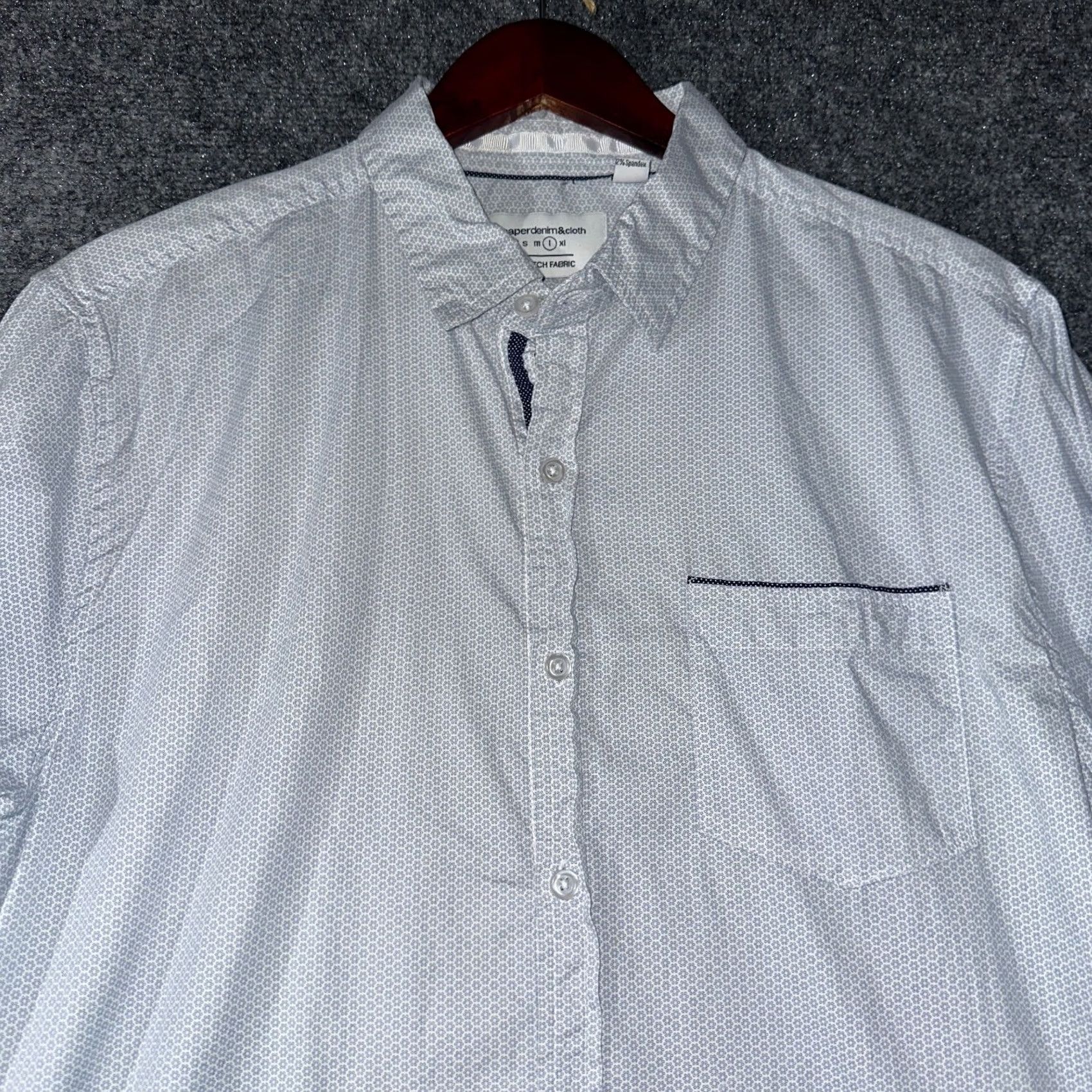 Denime Paper Denim & Cloth Mens Large Slim Fit Blue Floral Cotton Stretch Shirt Pocket Size US L / EU 52-54 / 3 - 5 Thumbnail