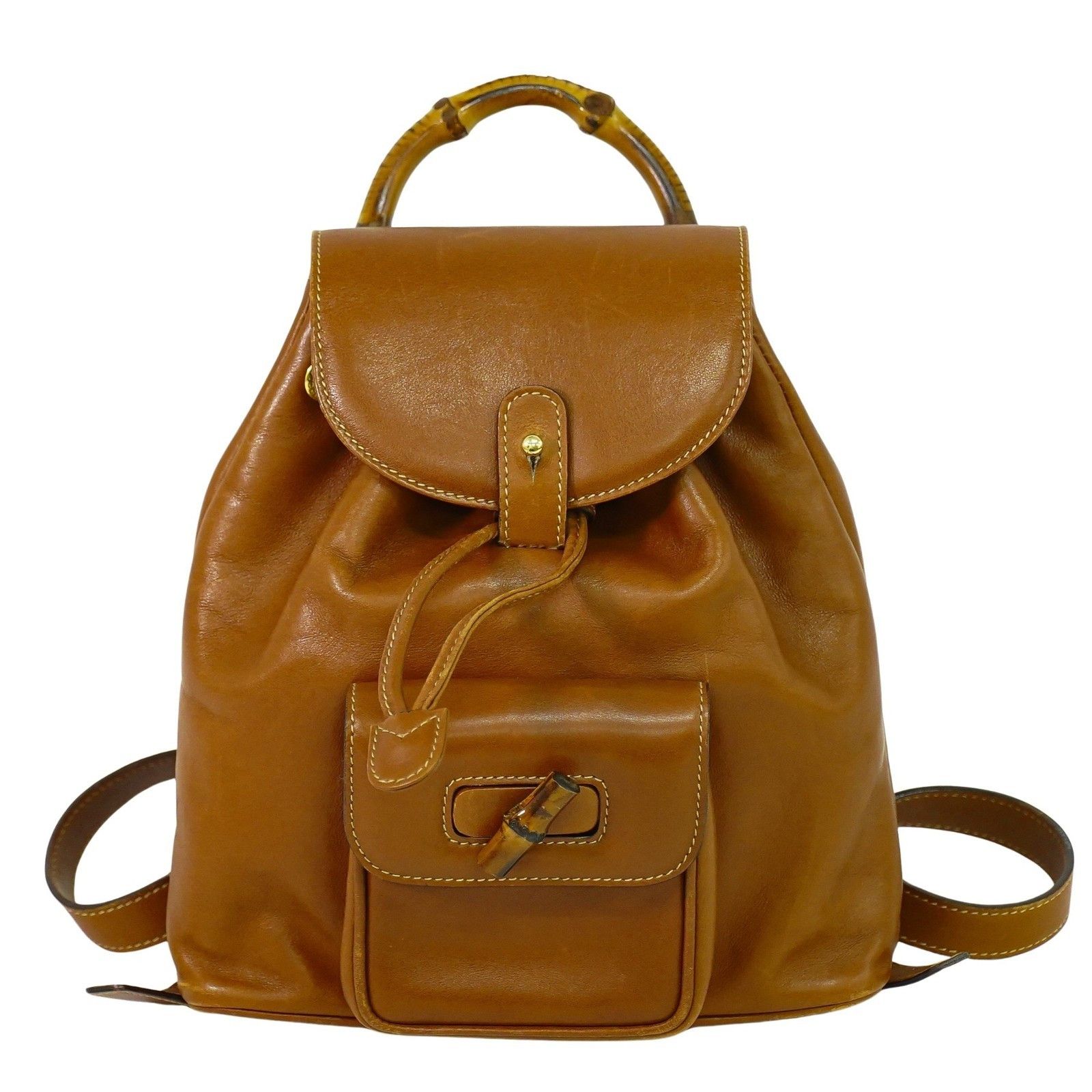 Gucci Gucci Vintage Bamboo Backpack Leather Size ONE SIZE - 1 Thumbnail