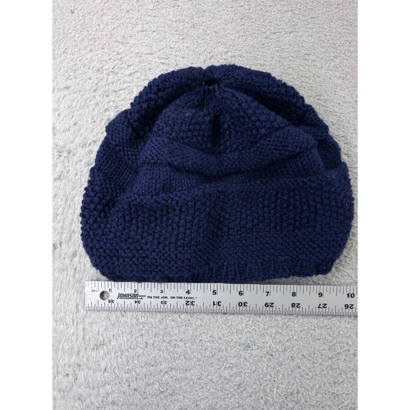 Vintage Beanie Toque Adult One Size Blue Knit Cotton Acrylic Blend Snow Winter Ski Hat/Cap Mens Beanie Blue Ski Theme 90s? Size ONE SIZE - 4 Thumbnail