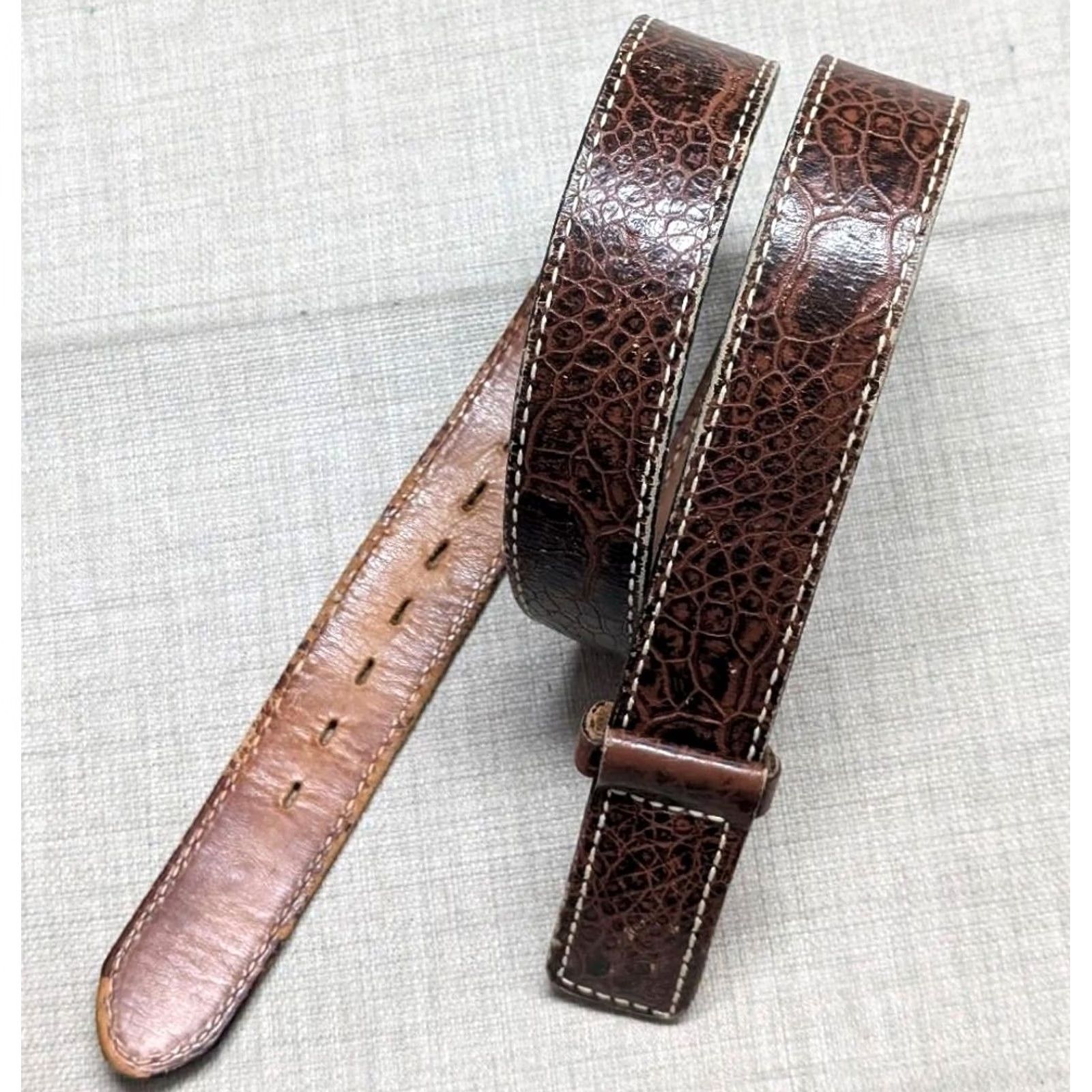 Vintage VINTAGE Justin belt Western belt 36 brown embossed sea turtle cowhide leather Mens Belt Size 36 - 2 Thumbnail