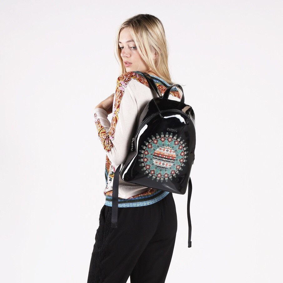 Desigual Desigual Vinil Galactic Lima Black Glossy Backpack Size ONE SIZE - 2 Thumbnail
