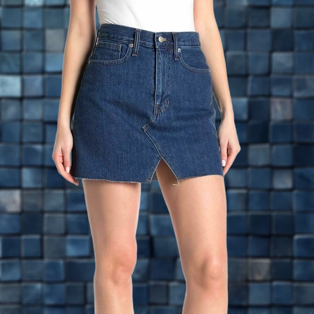 Madewell Madewell Denim Skirt A-Line Women's Blue 35" Regular Short Waist 21" Length 18" Buttoned Lined Vintage No - Casual Classic 100% Cotton SJ Size 24" / US 00 / IT 34 - 1 Thumbnail