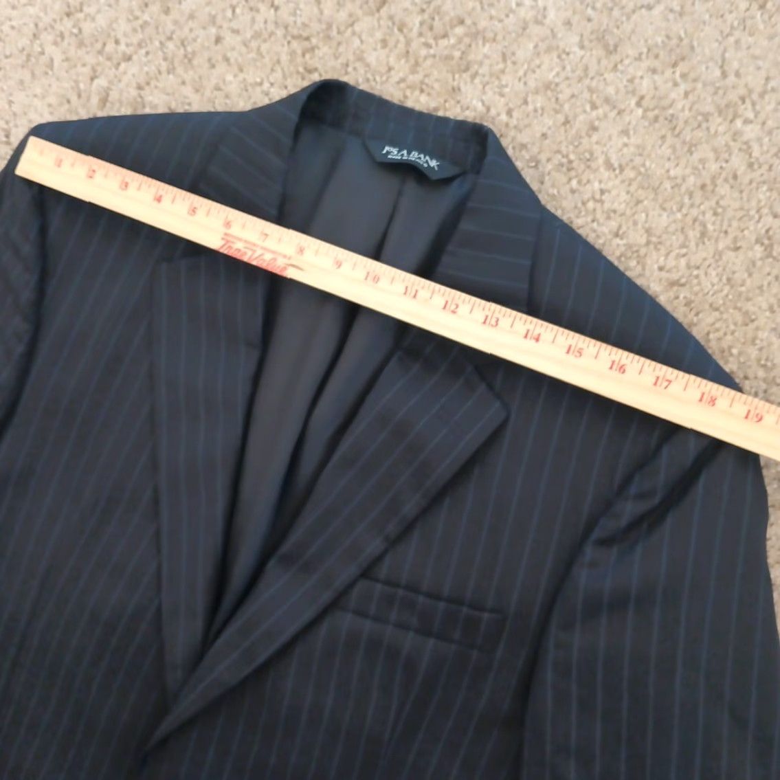 Jos. A. Bank Jos. A. Bank Blazer Mens 42 Blue Striped Wool Two Button Single Vent Notch Lapel 2 Piece Regular Mens Size 42R - 2 Thumbnail