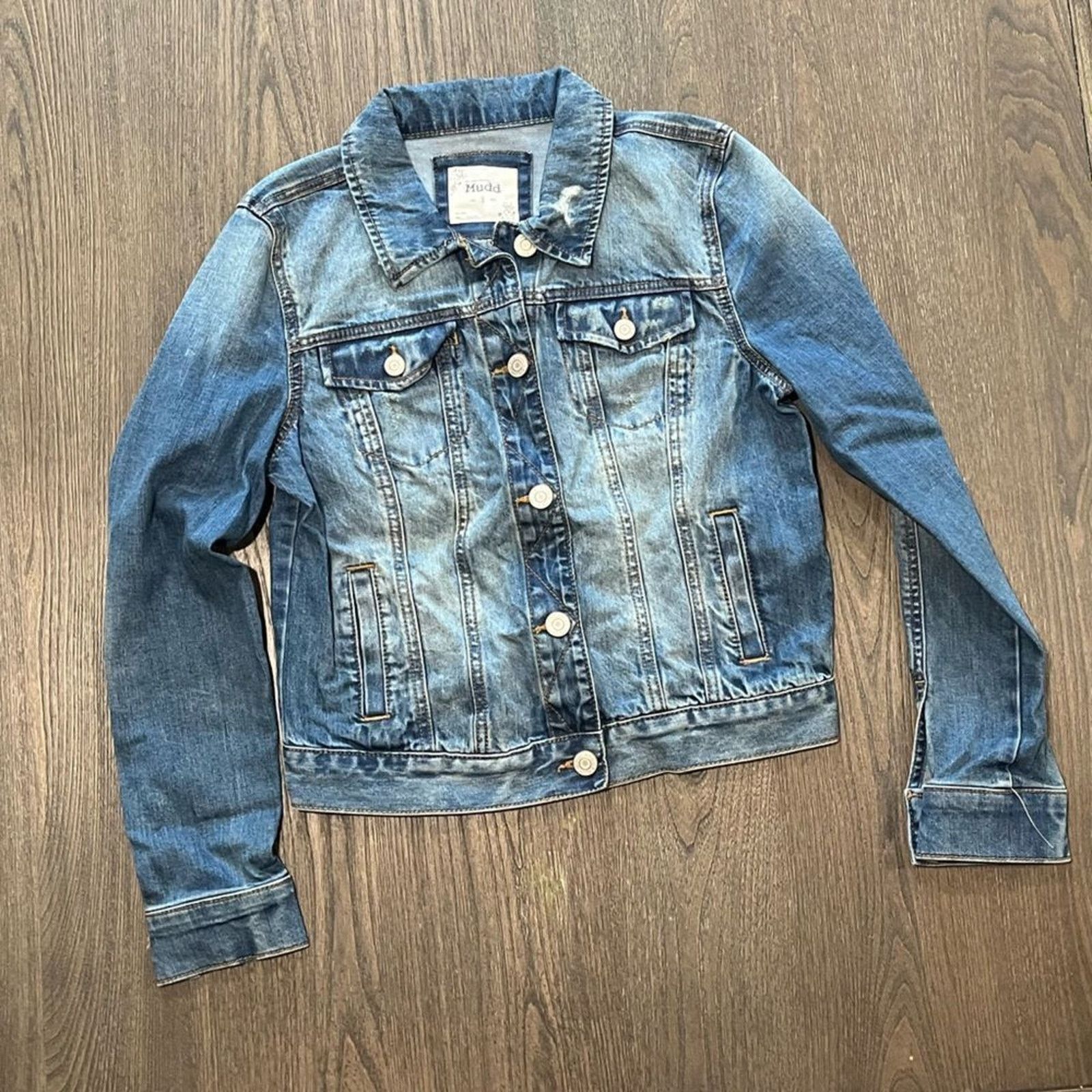Vintage NWOT Mudd Juniors Distressed Jean Jacket - Size S Size S / US 4 / IT 40 - 1 Thumbnail