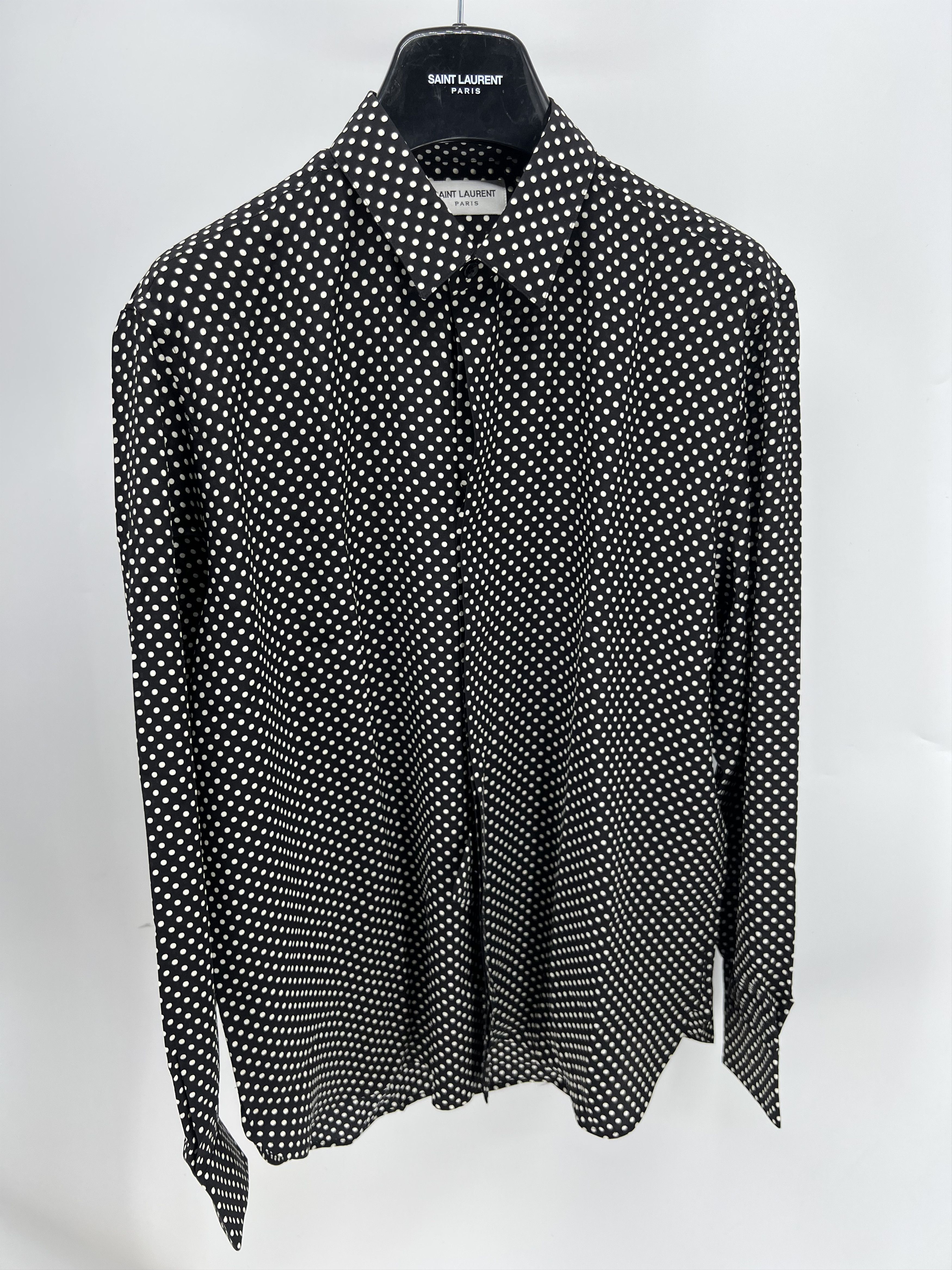 Saint Laurent Paris Saint Laurent polka Dot Silk Shirt Size 40 Size US M / EU 48-50 / 2 - 1 Thumbnail