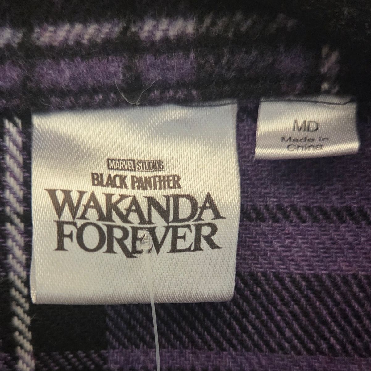Marvel Comics Purple Plaid Black Panther Wakanda Forever Button Up Shirt Size M / US 6-8 / IT 42-44 - 7 Thumbnail
