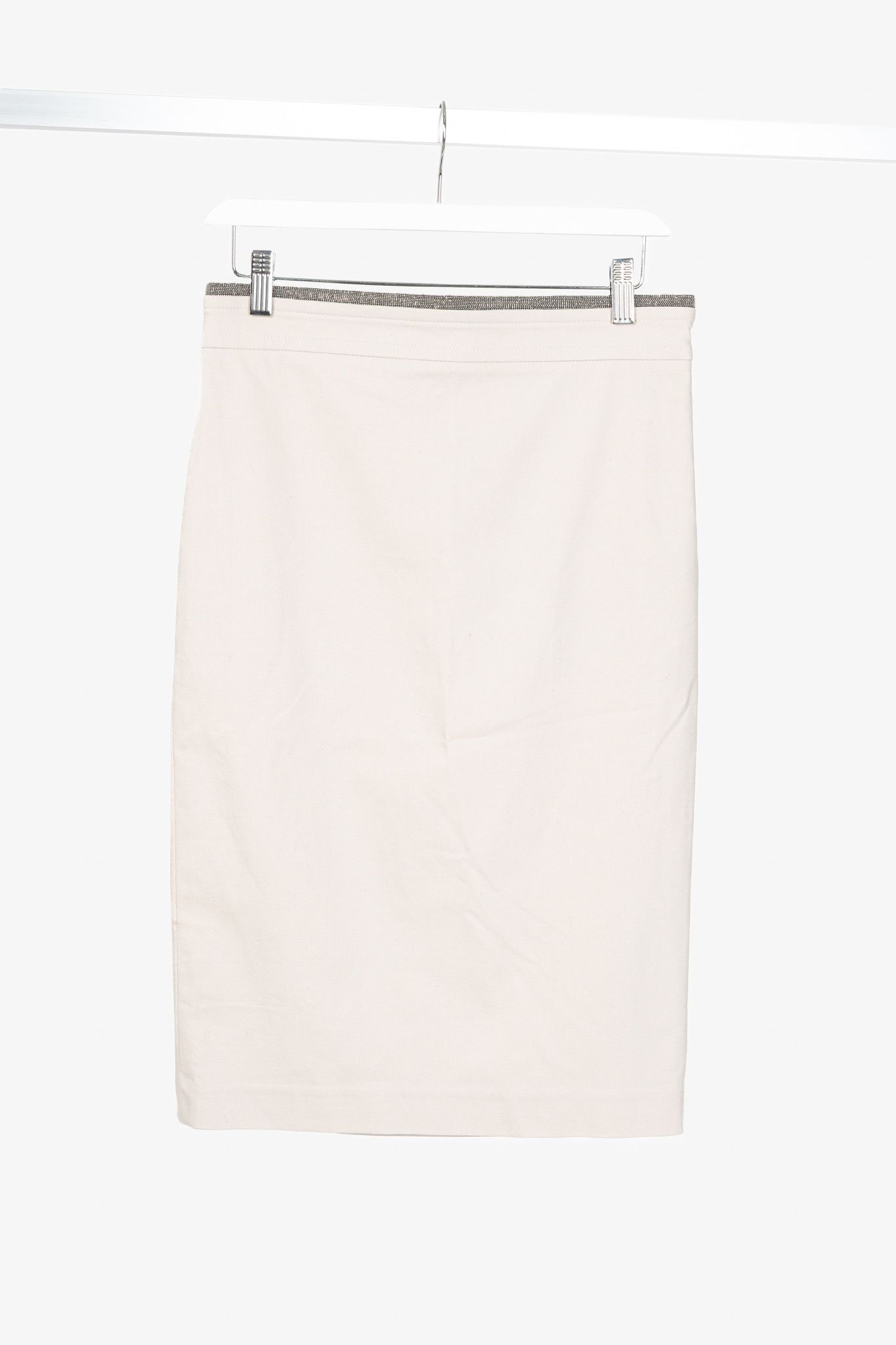 Brunello Cucinelli Brunello Cucinelli SS15 Cotton Monili-Waist Pencil Skirt Size 28" / US 6 / IT 42 - 1 Thumbnail