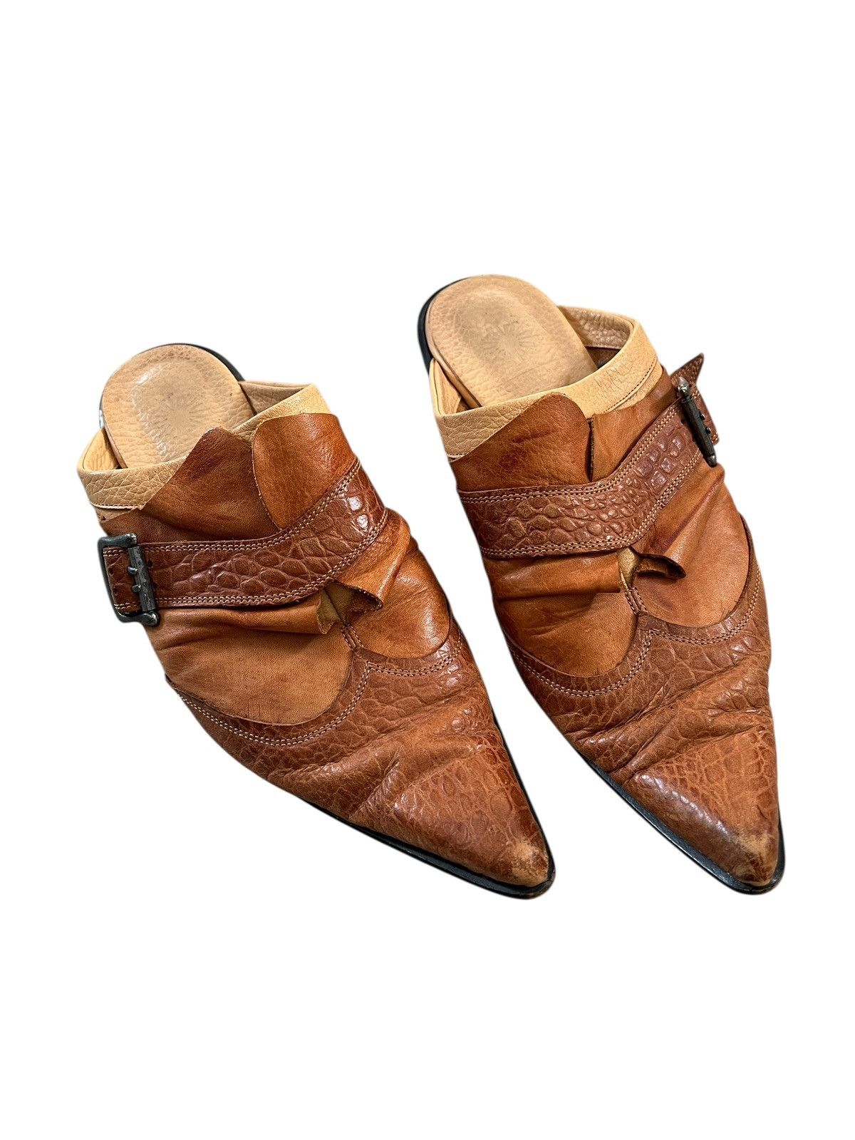 Tornado Mart Tornado Mart Pointed Toe Leather Mule Sandals Size US 8 / EU 41 - 9 Thumbnail