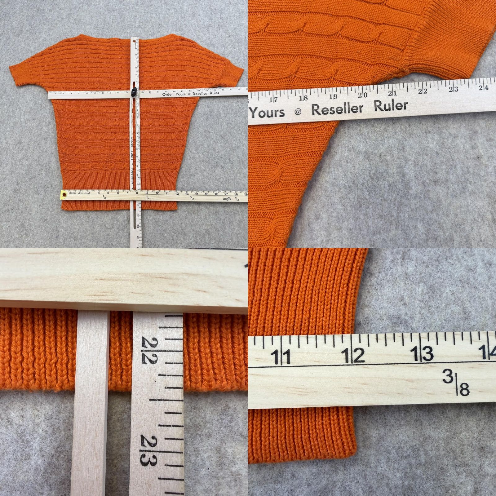 Polo Ralph Lauren Ralph Lauren Sport Sweater Womens Small Orange Short Sleeve Cable Knit Top Size S / US 4 / IT 40 - 9 Thumbnail