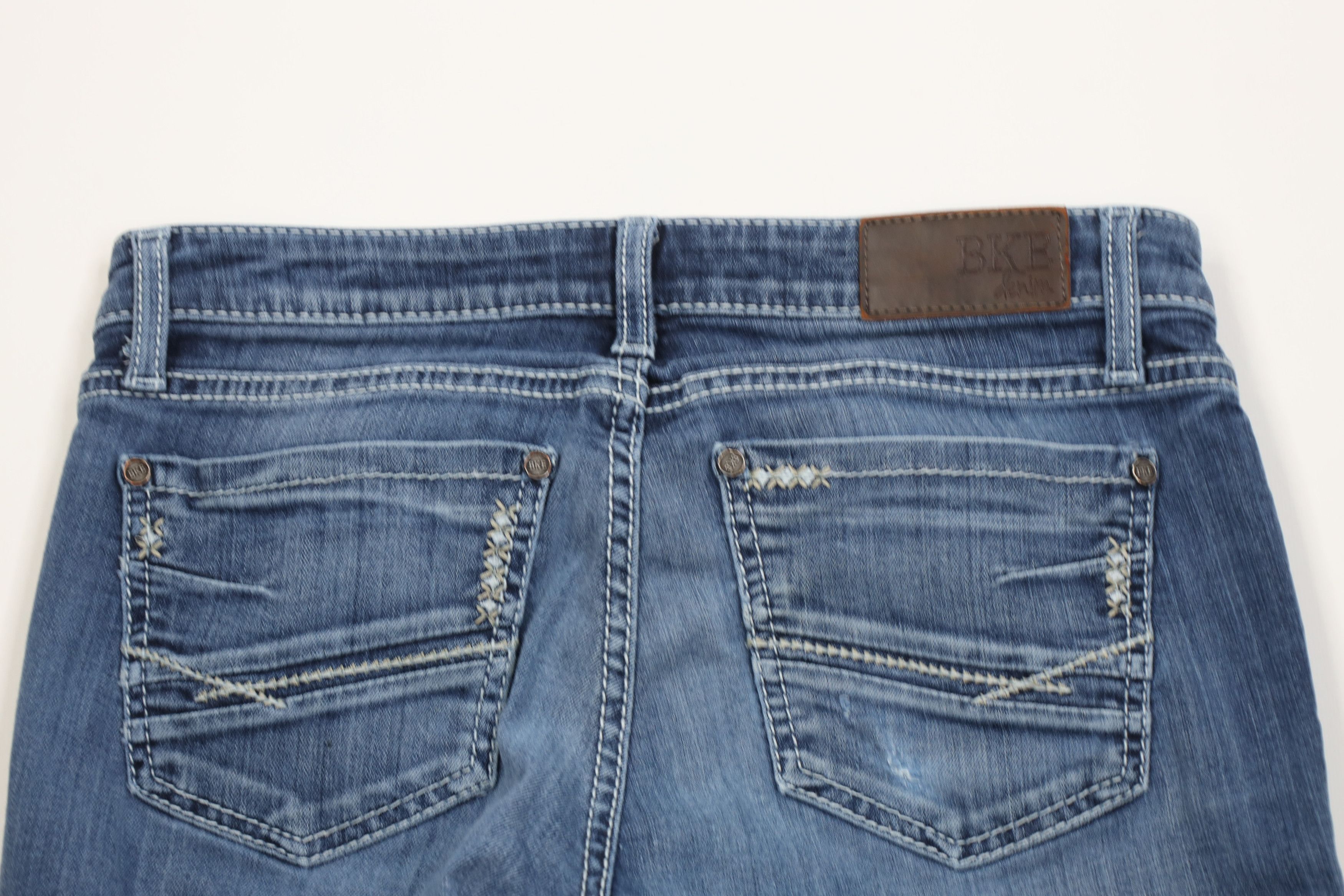 Vintage Buckle BKE Distressed Thick Stitch Stella Flared Denim Jeans Size 26" / US 2 / IT 38 - 11 Thumbnail