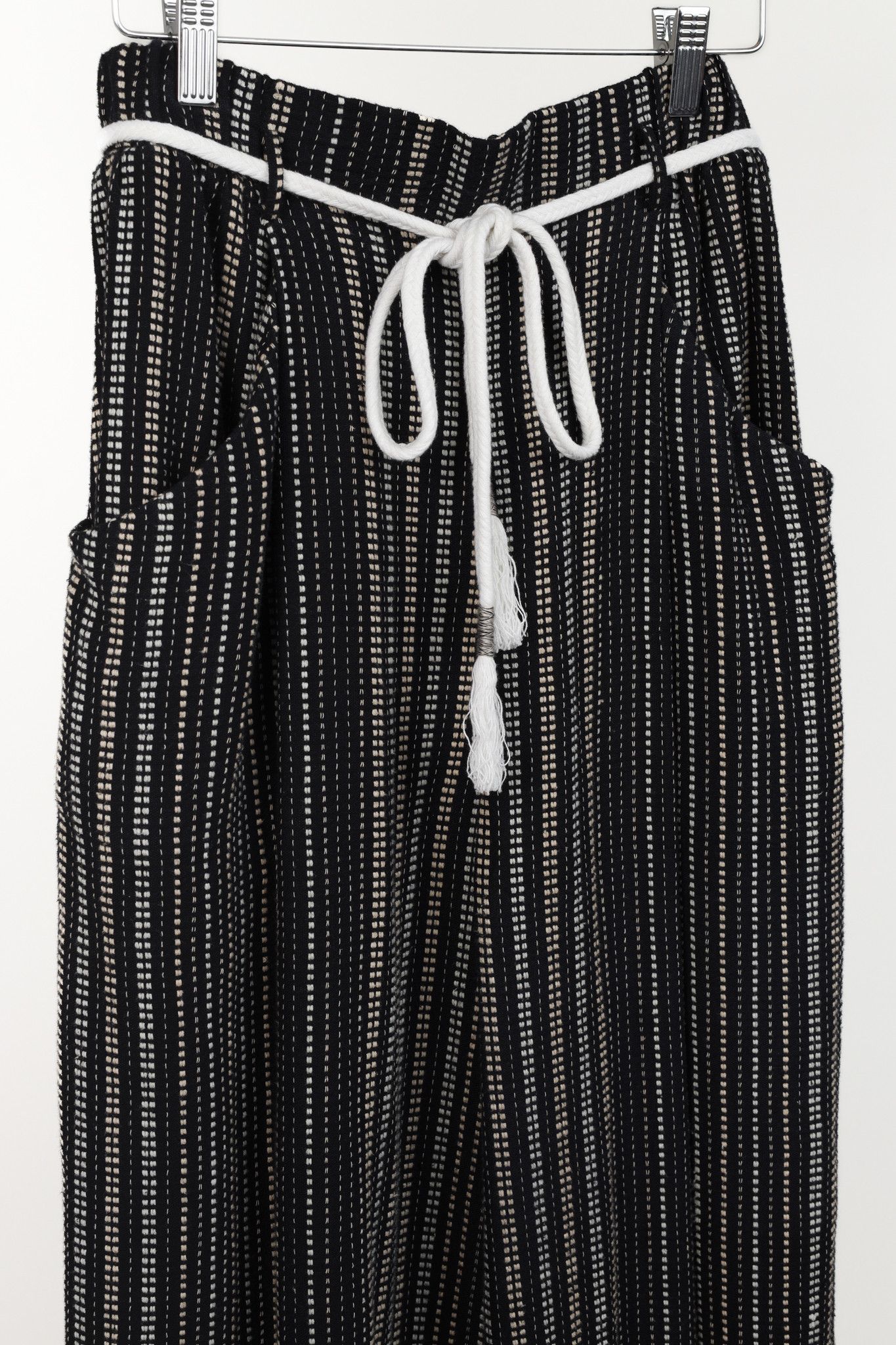 Other Laura Siegel Handcrafted Black Traditional Stripe Wide Pants Size 28" / US 6 / IT 42 - 3 Thumbnail
